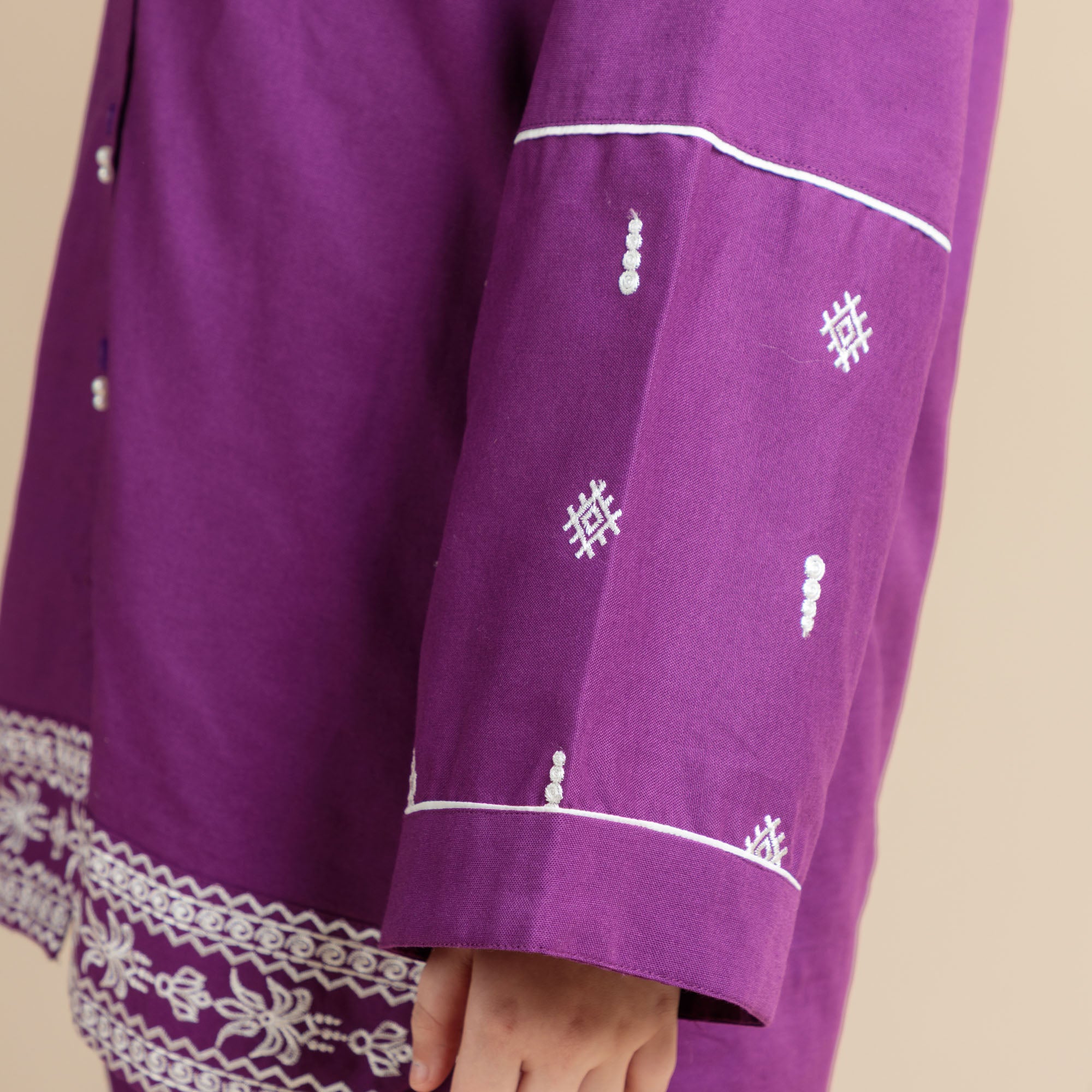 Purplish Charm Embroidered Two-Piece