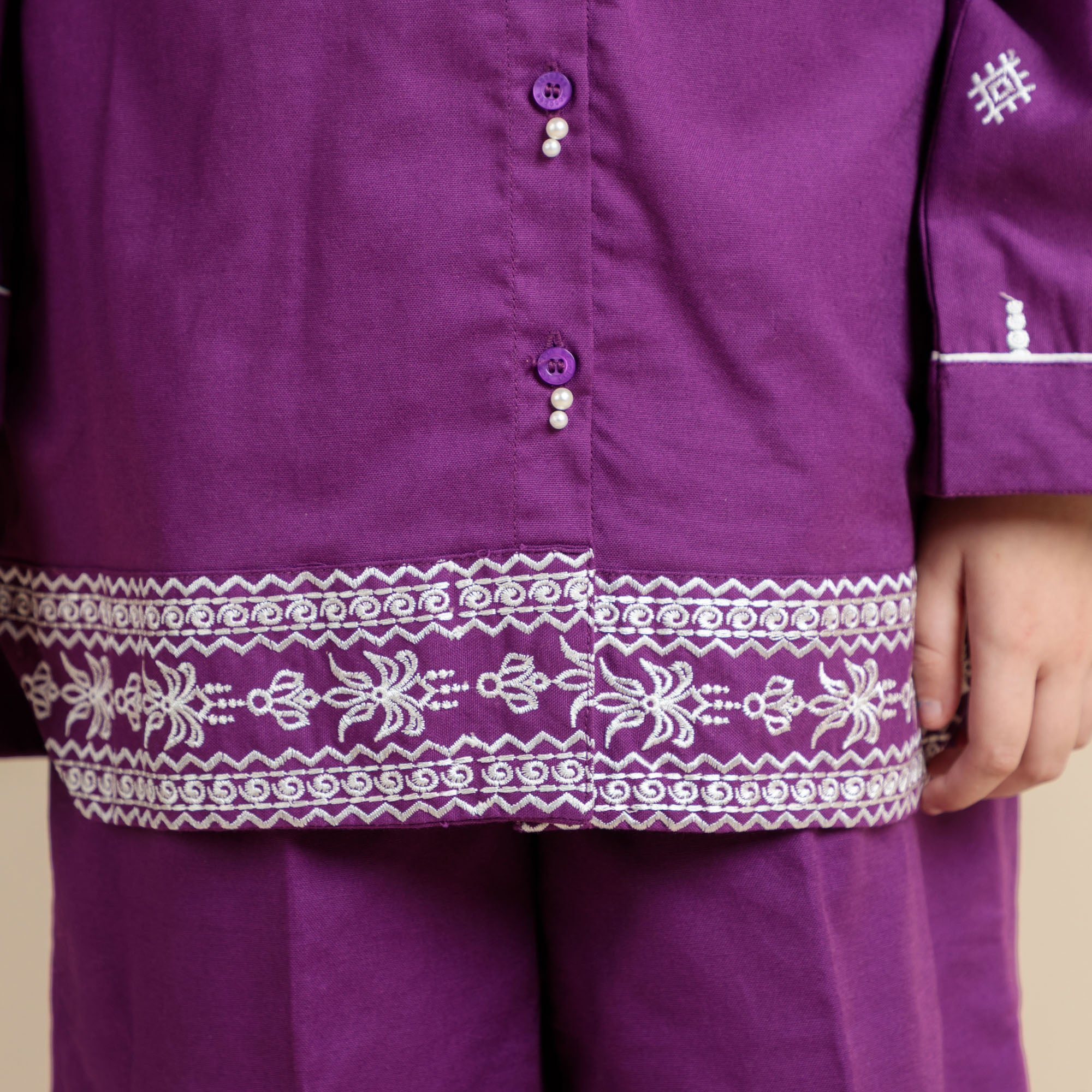 Purplish Charm Embroidered Two-Piece