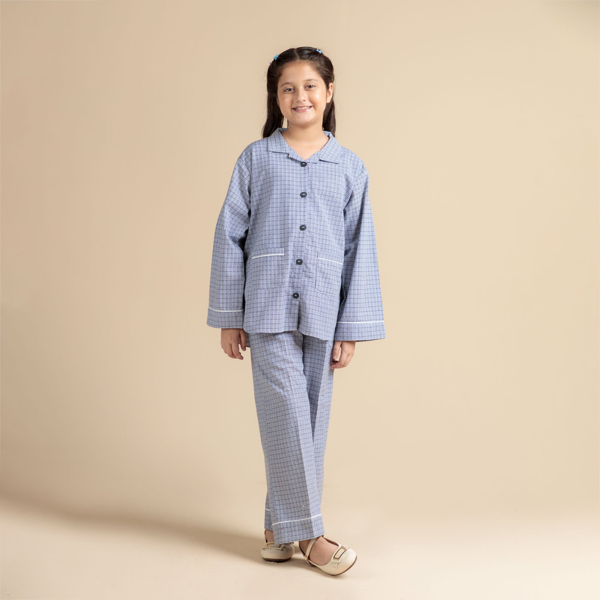 Blue Box Check Night Suit