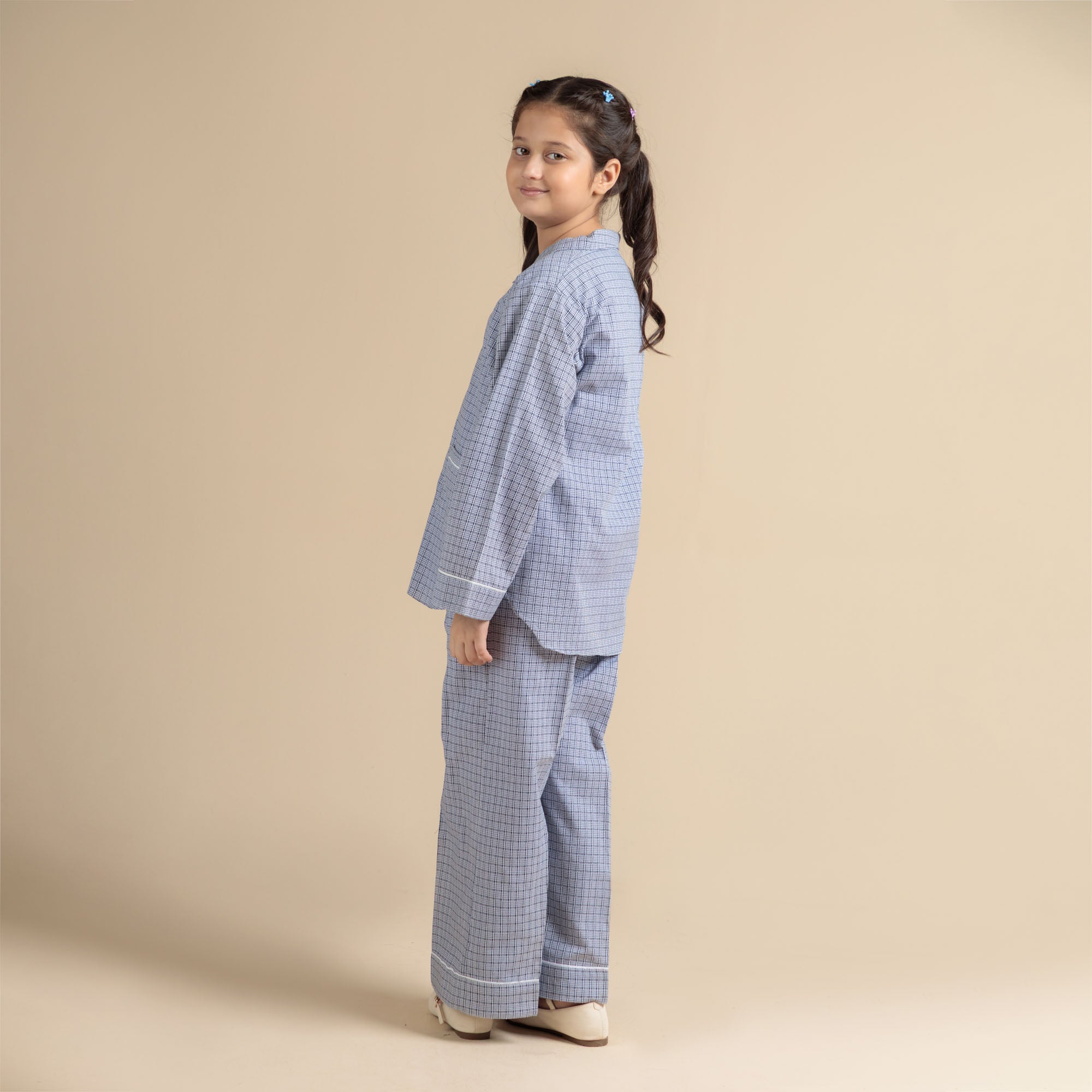 Blue Box Check Night Suit