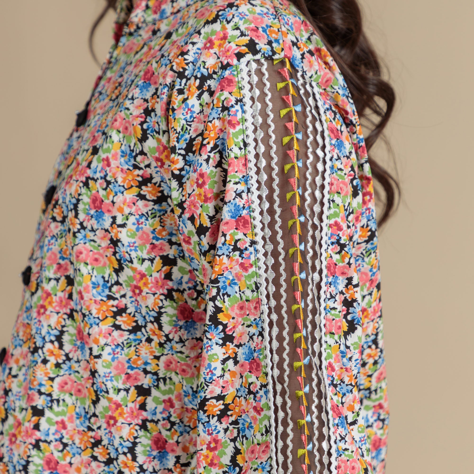 Multi-Floral Embroidered Two-Piece
