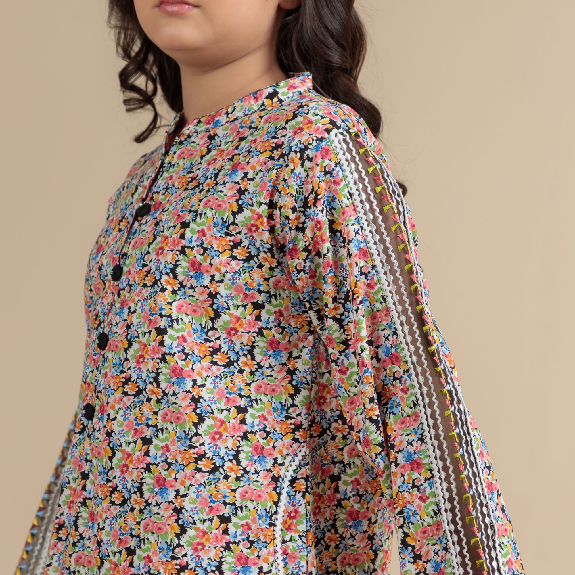 Multi-Floral Embroidered Two-Piece