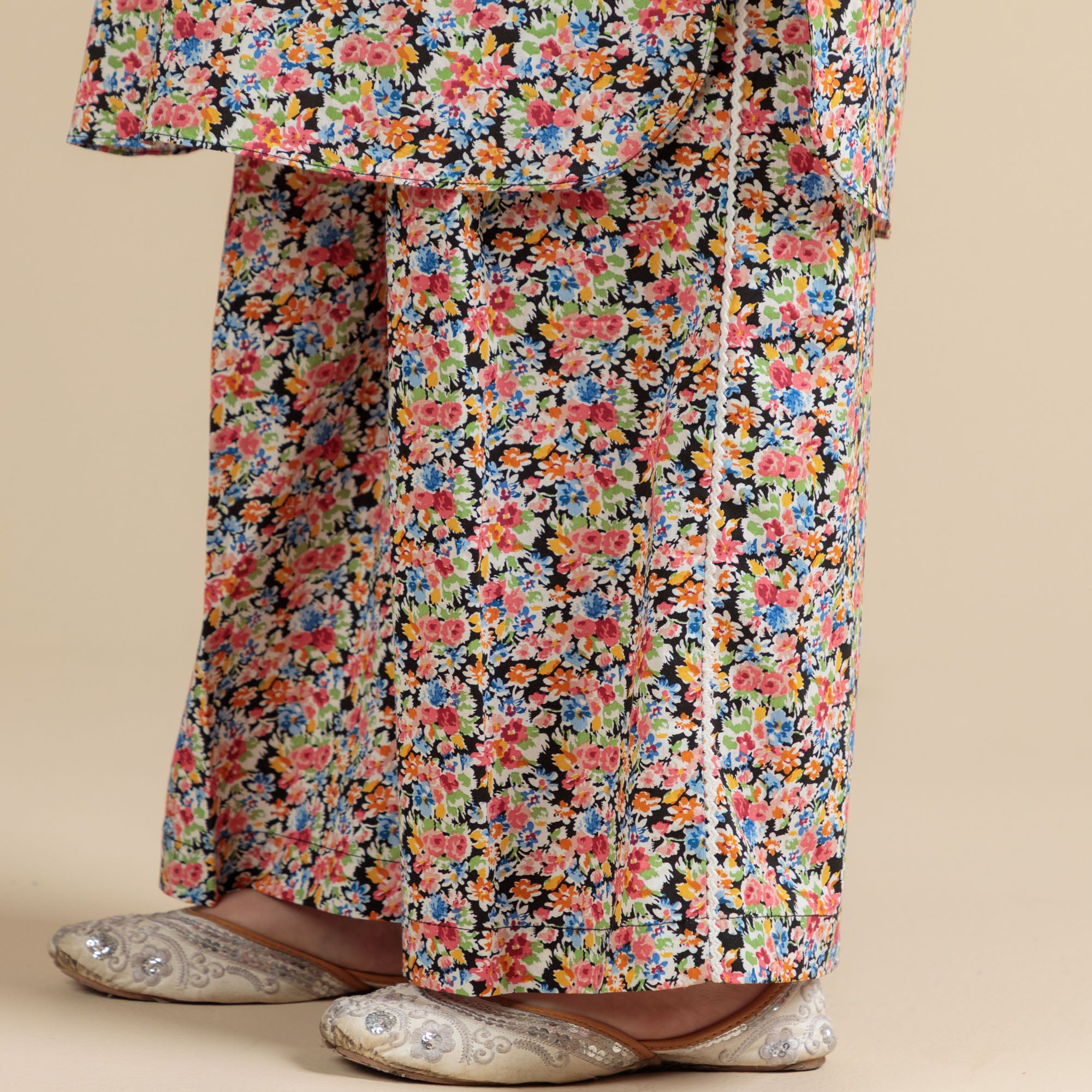 Multi-Floral Embroidered Two-Piece
