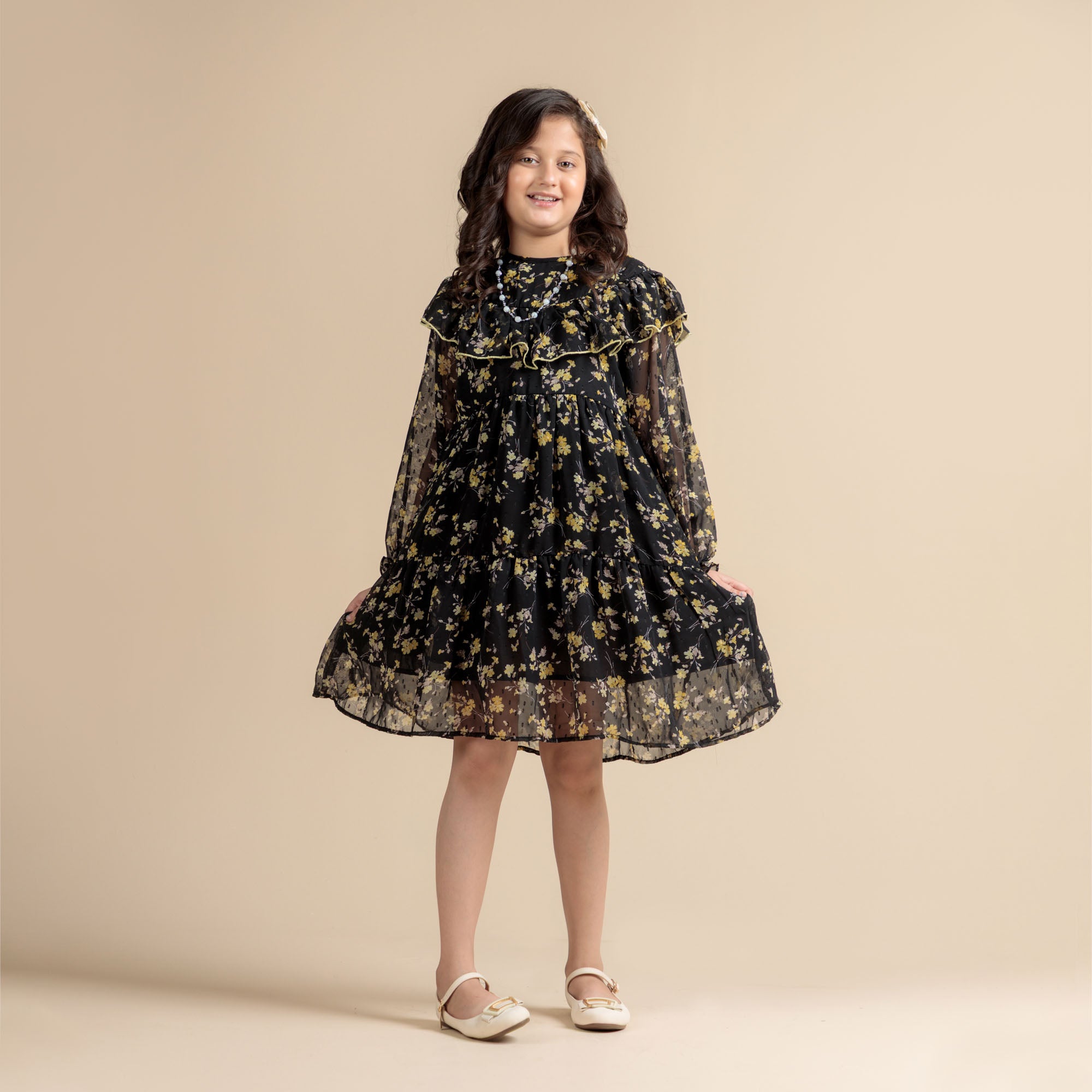 Black Dust Floral Frock
