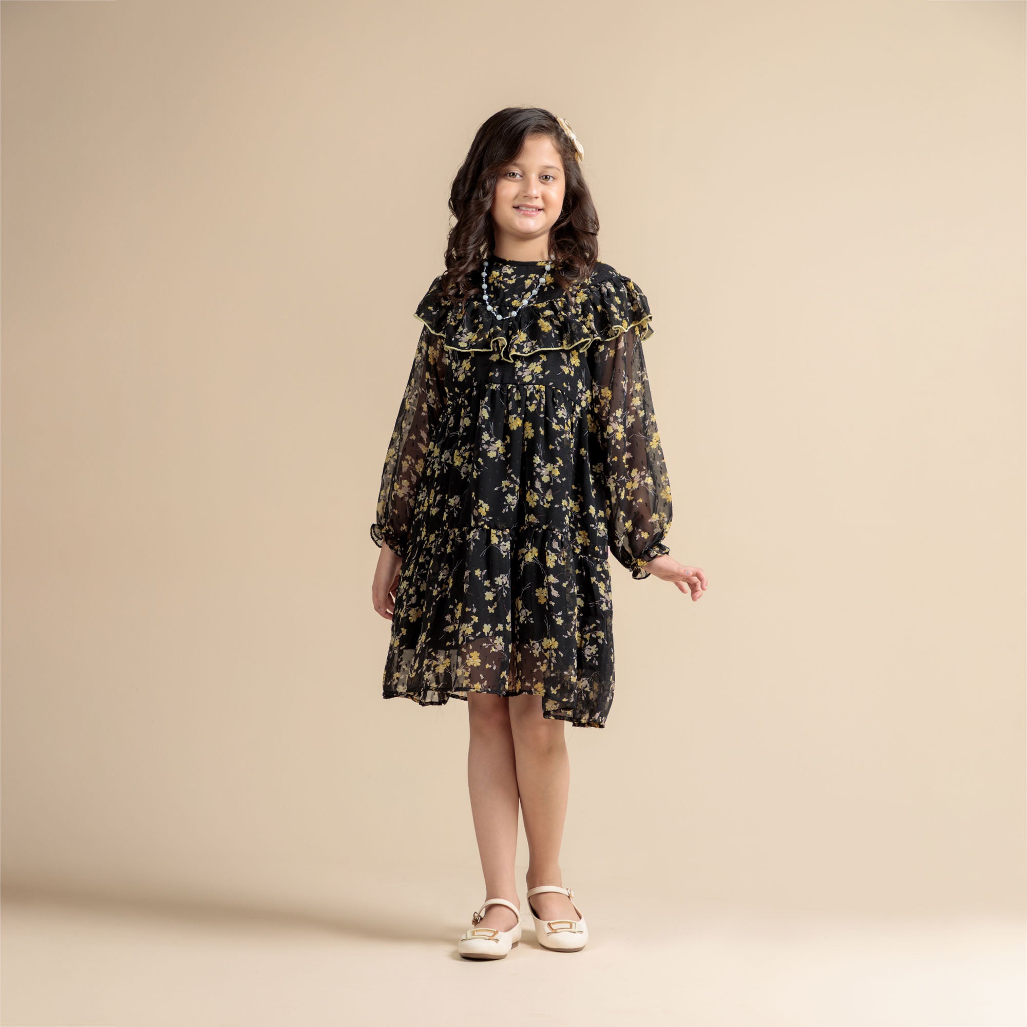 Black Dust Floral Frock