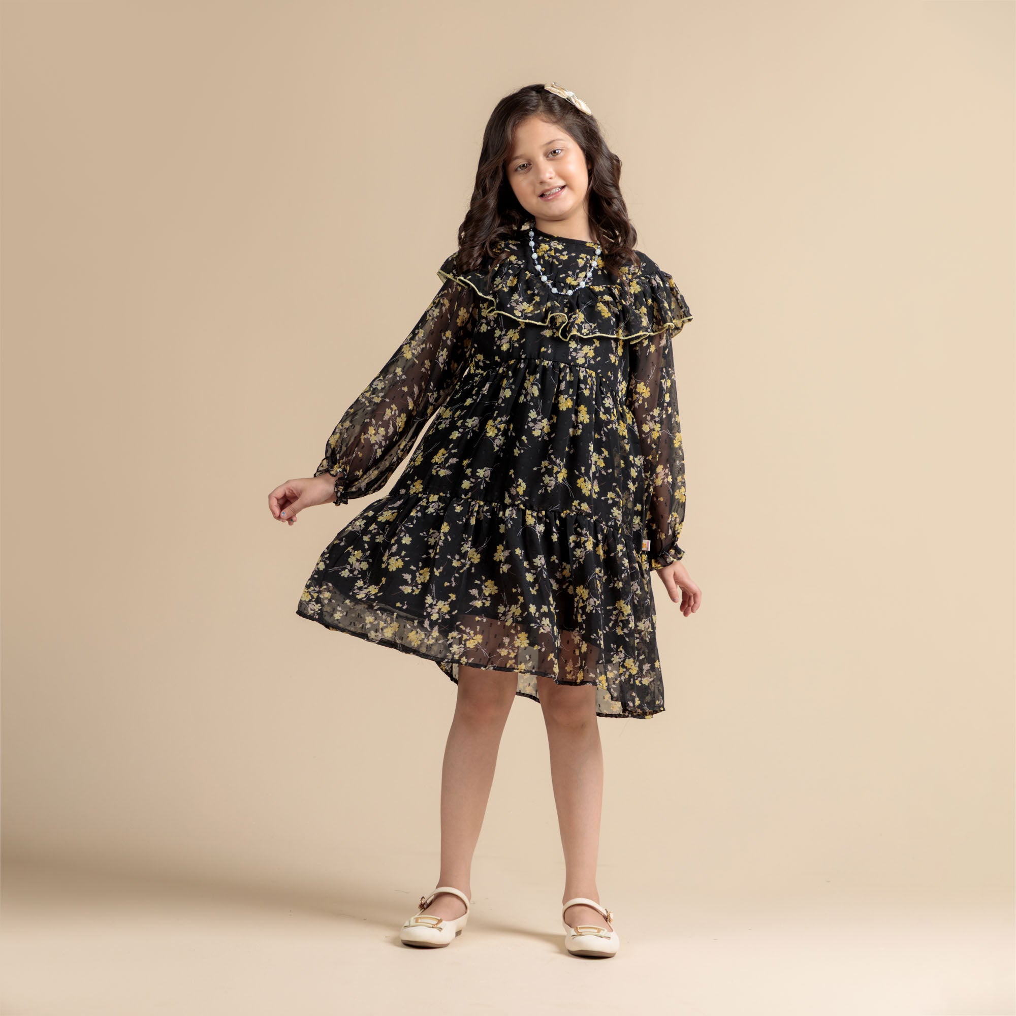 Black Dust Floral Frock