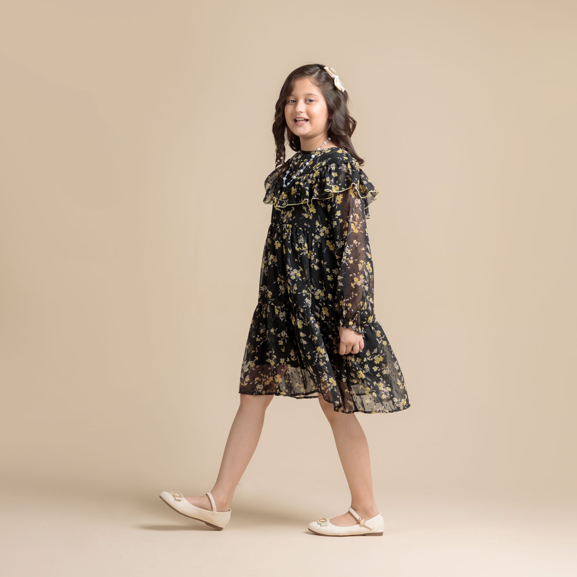 Black Dust Floral Frock