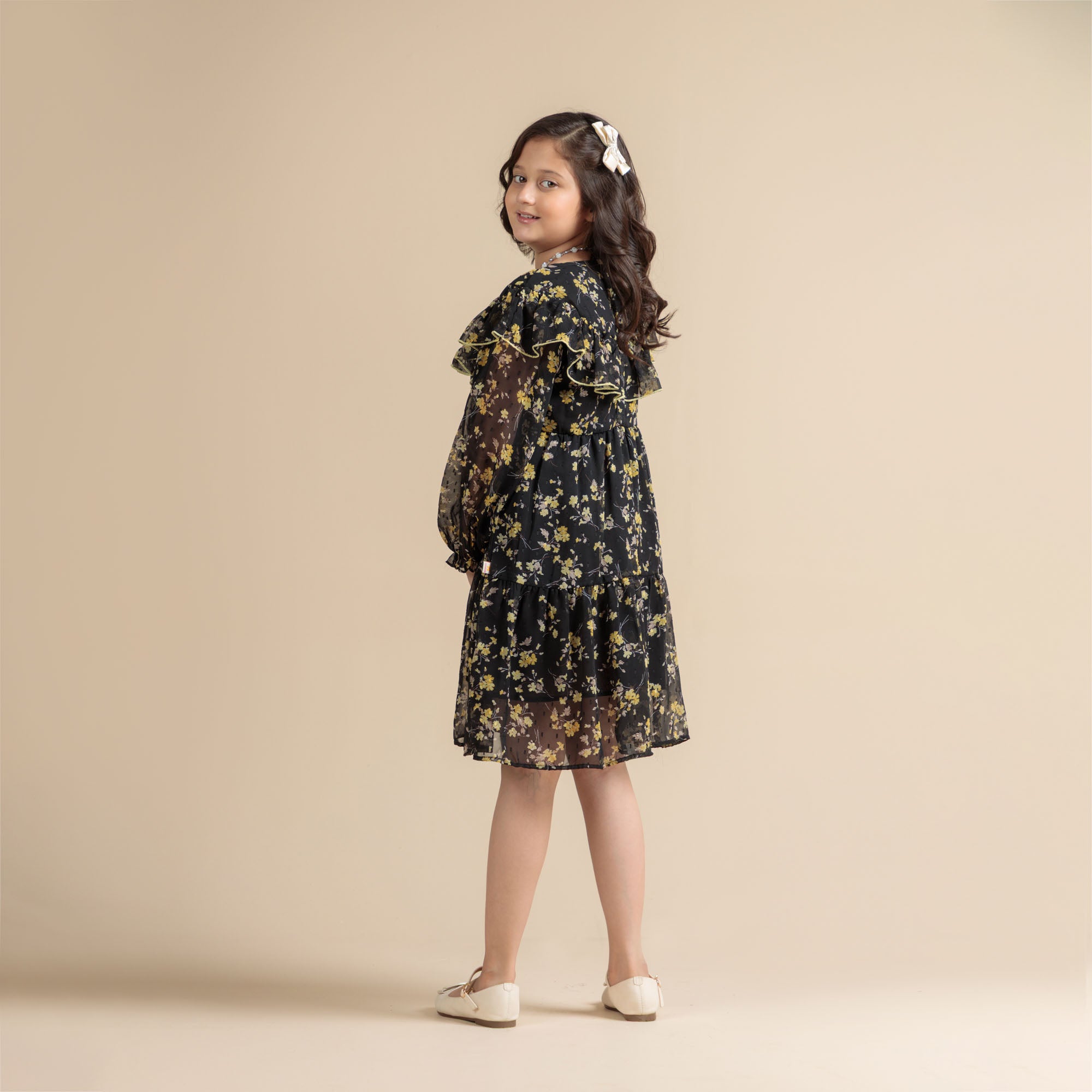 Black Dust Floral Frock