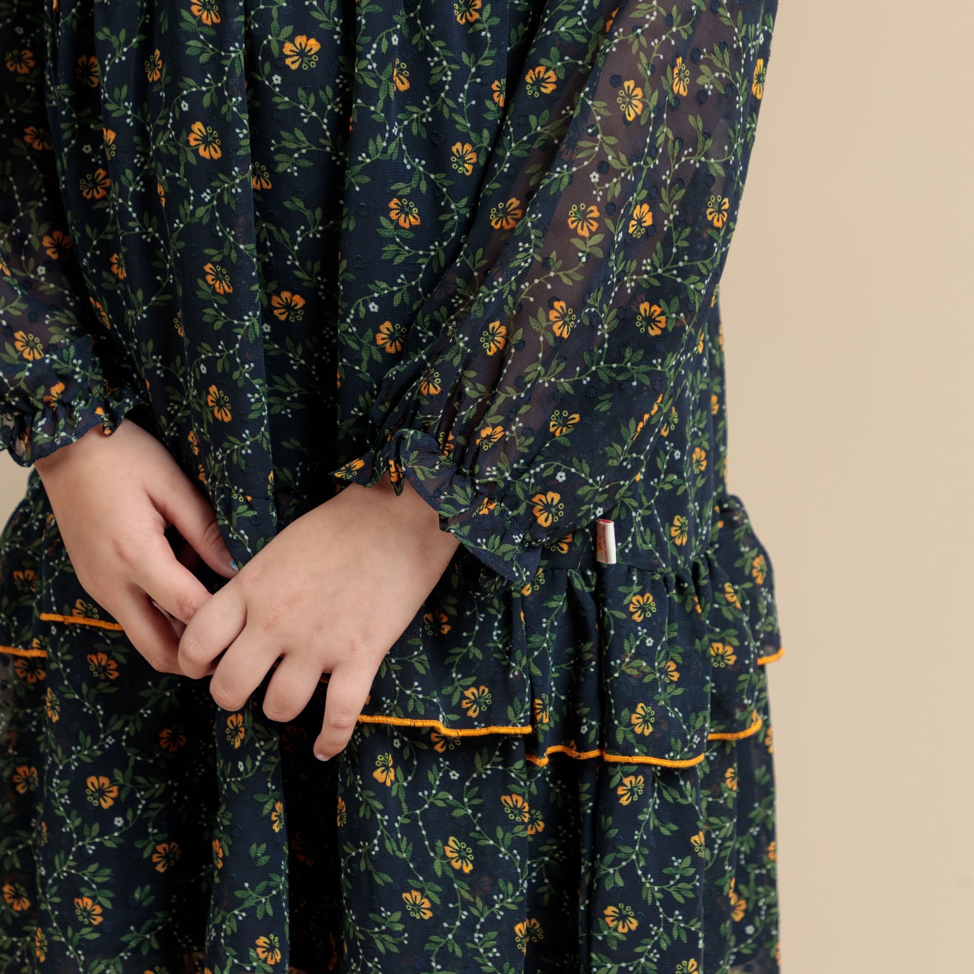 Ruffle Trim Floral Frock