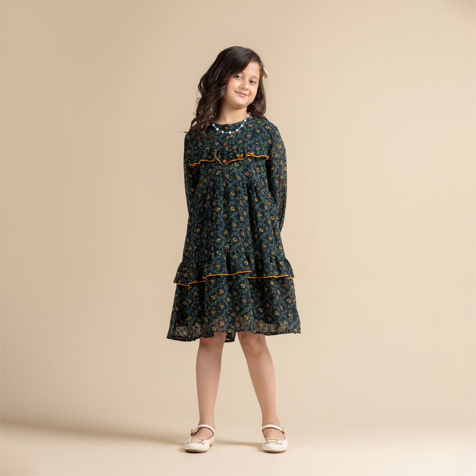 Ruffle Trim Floral Frock