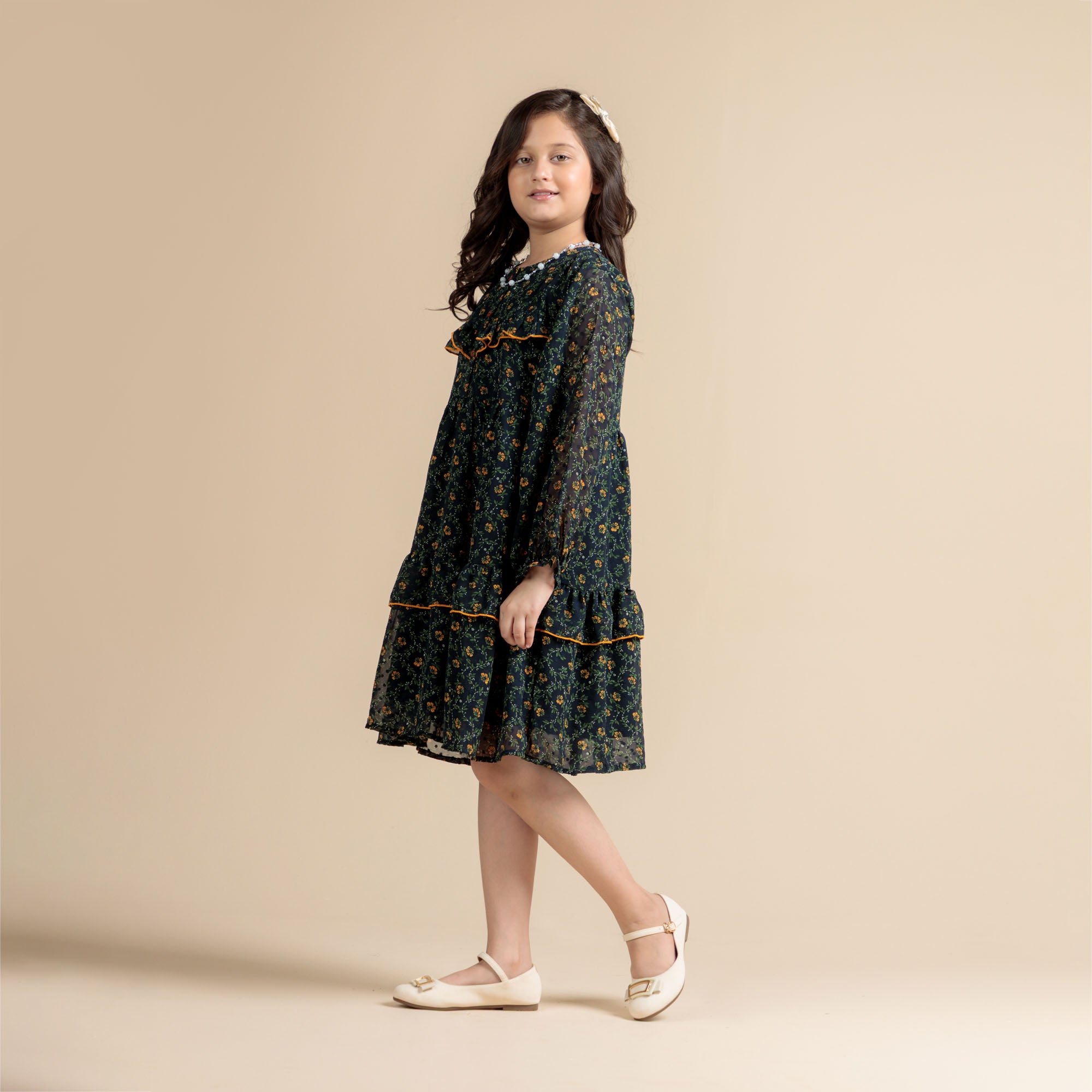 Ruffle Trim Floral Frock