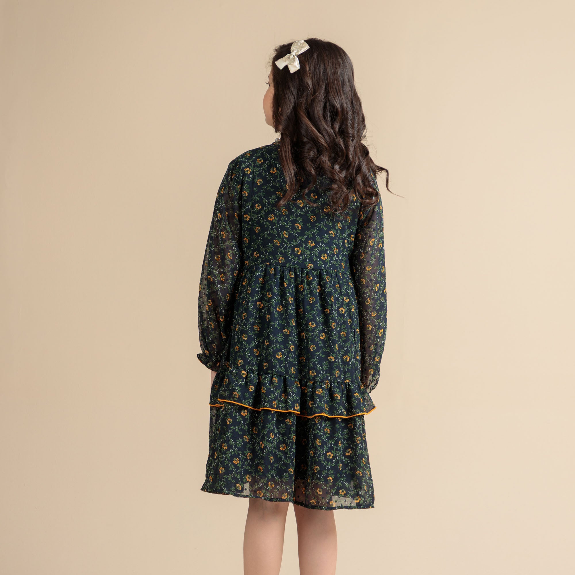 Ruffle Trim Floral Frock
