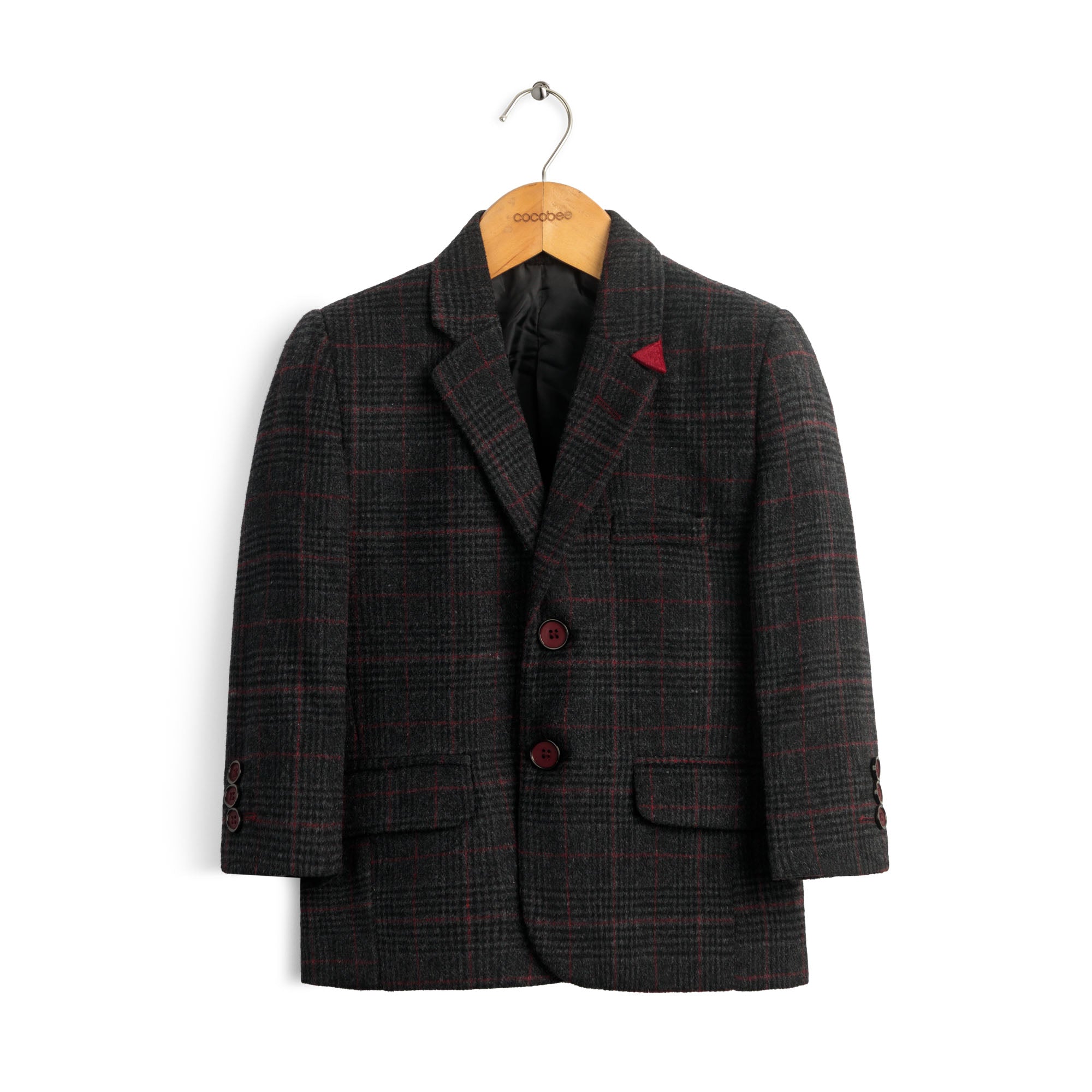 Ebony Maroon Check Blazer