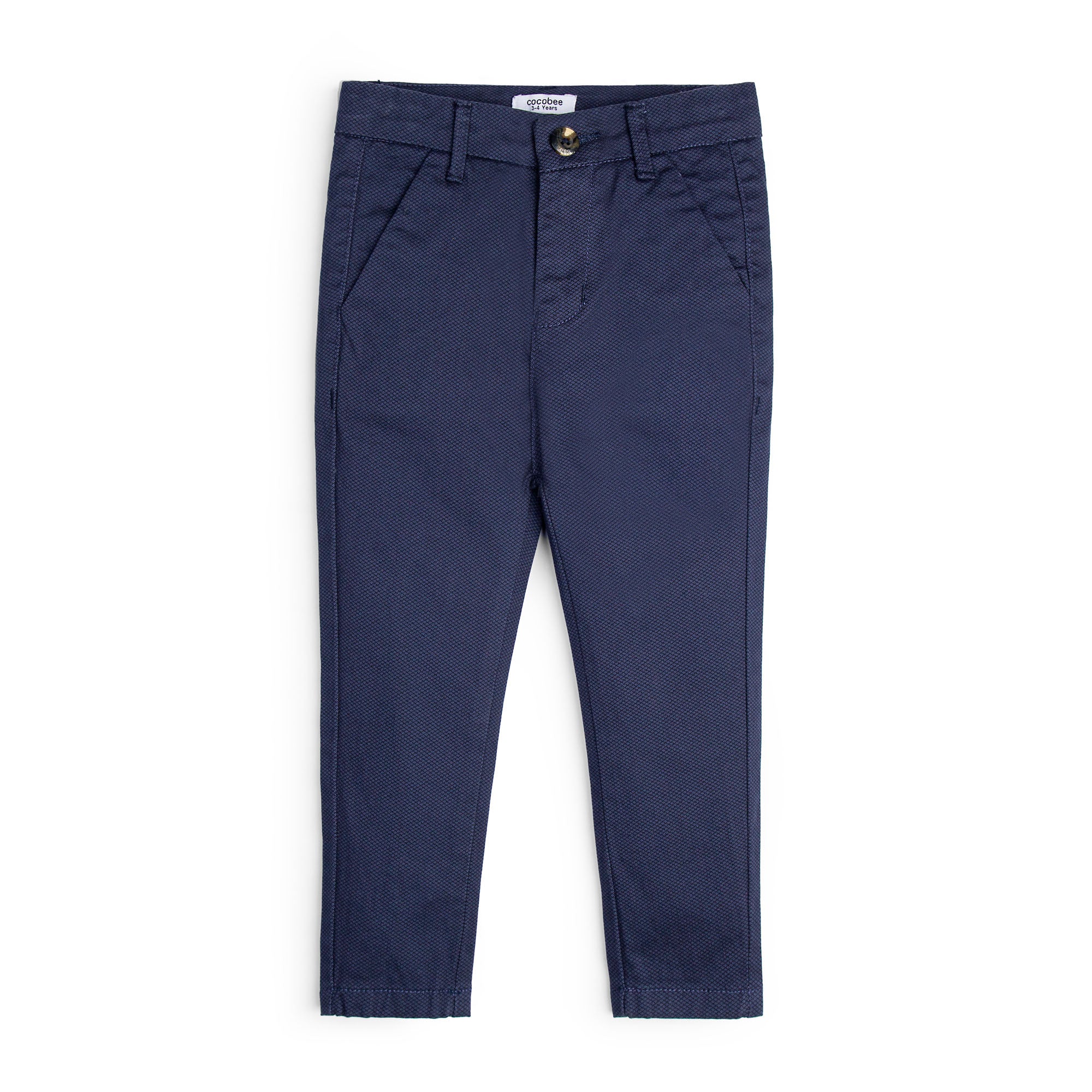 Micro Check Cotton Pant-Navy Blue