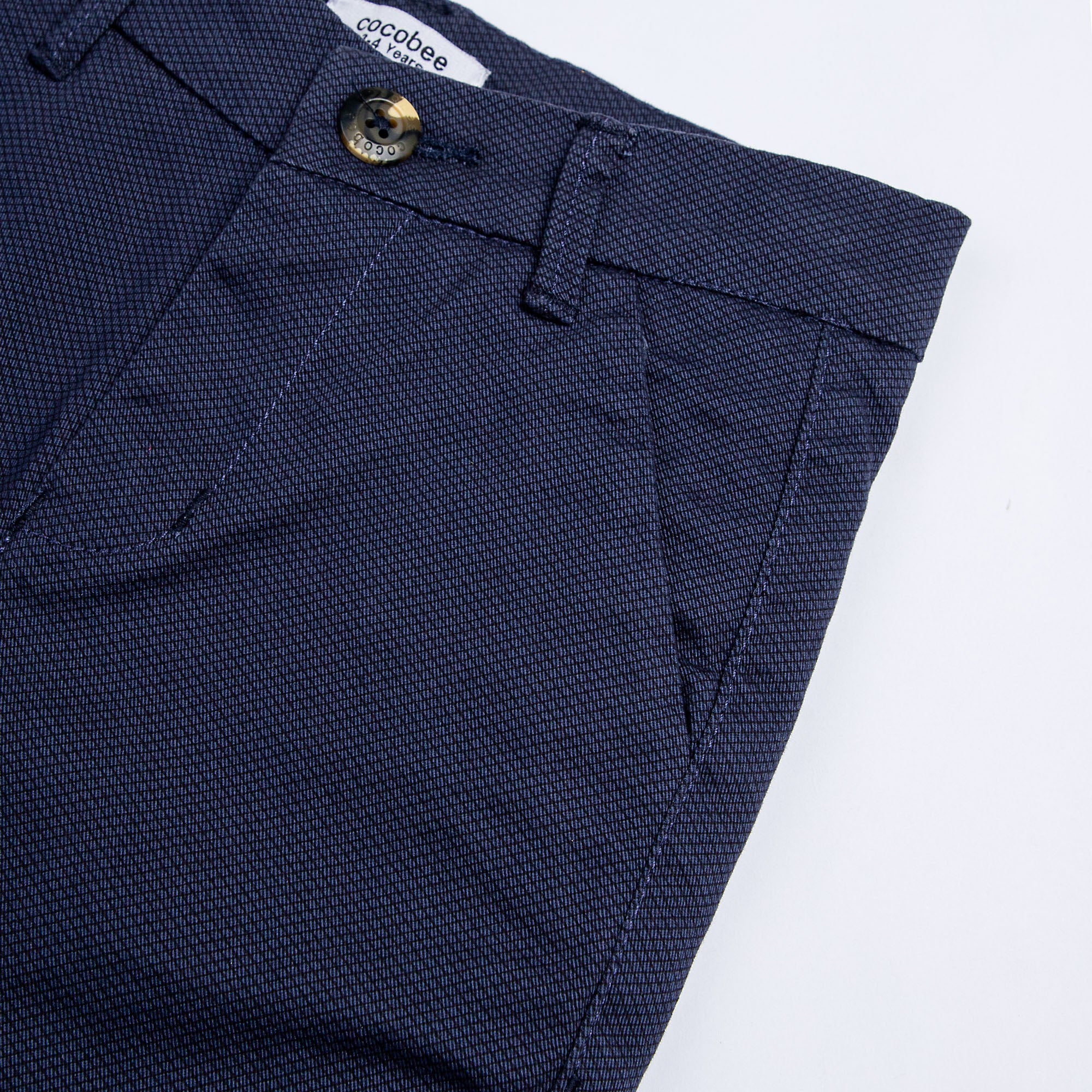 Micro Check Cotton Pant-Navy Blue