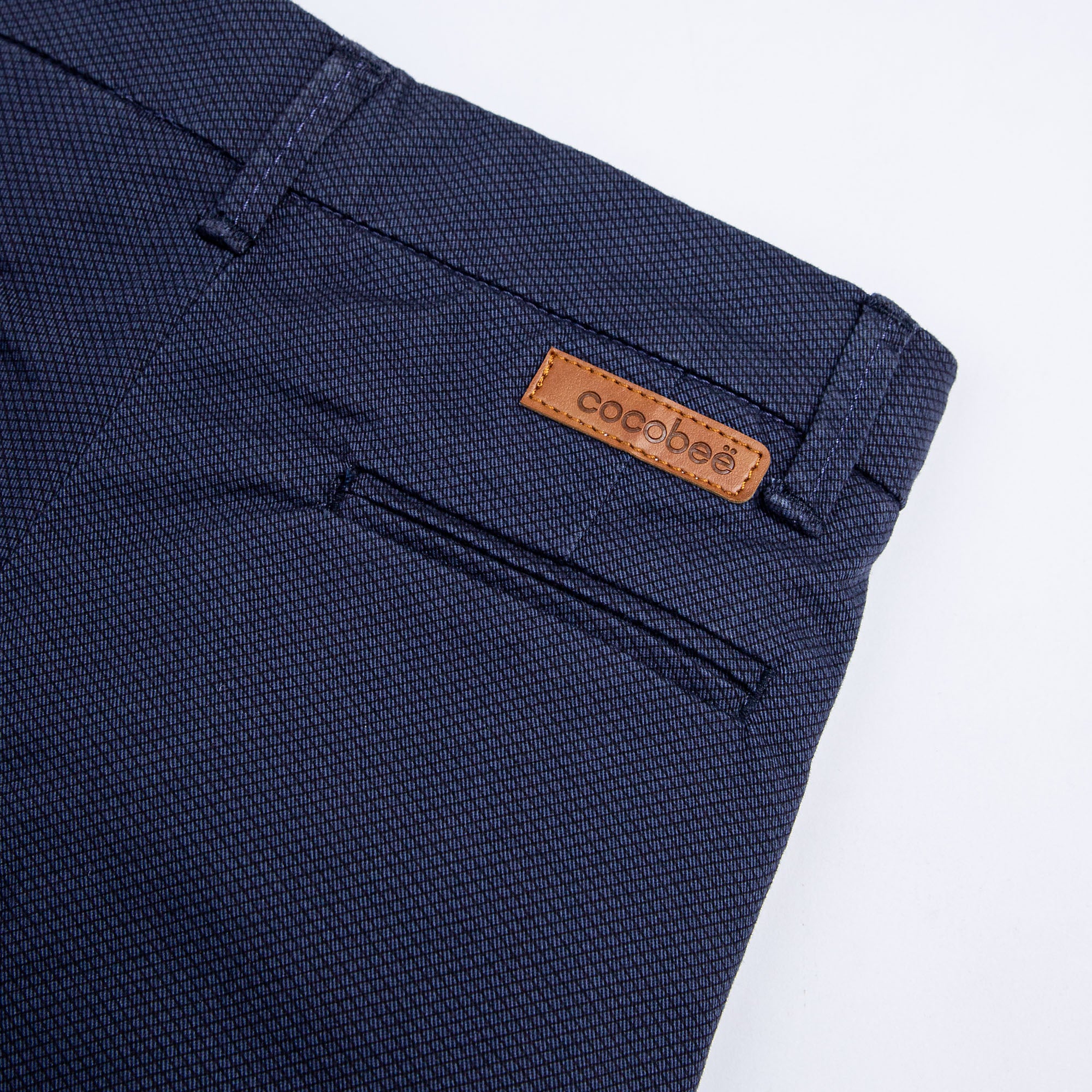 Micro Check Cotton Pant-Navy Blue