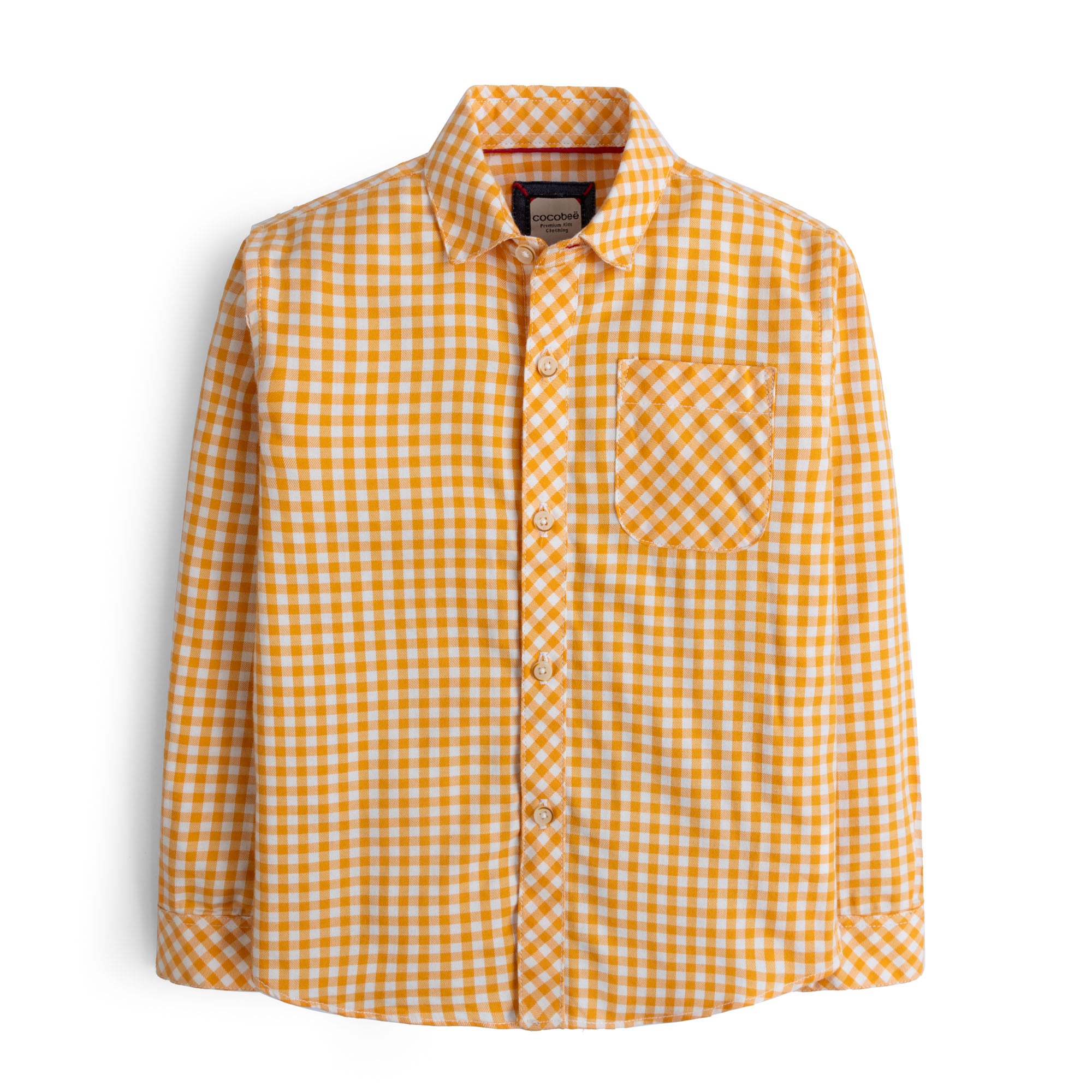 Orange Checkered Casual Shirt