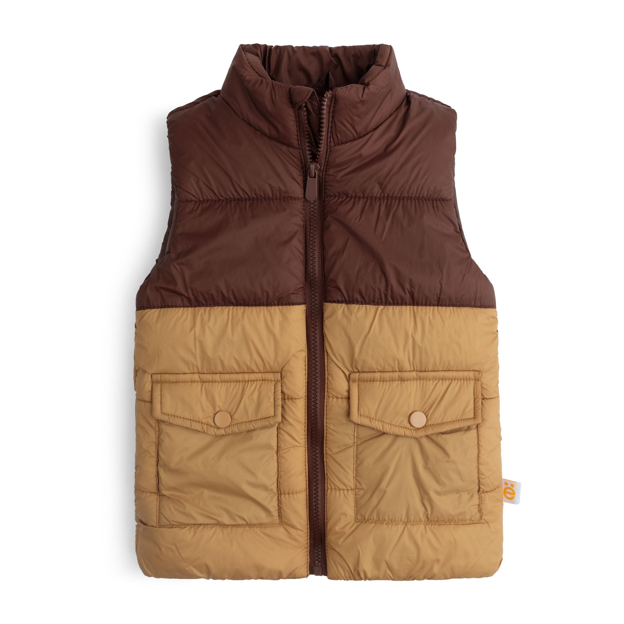 Mocha Block Pocketed Vest