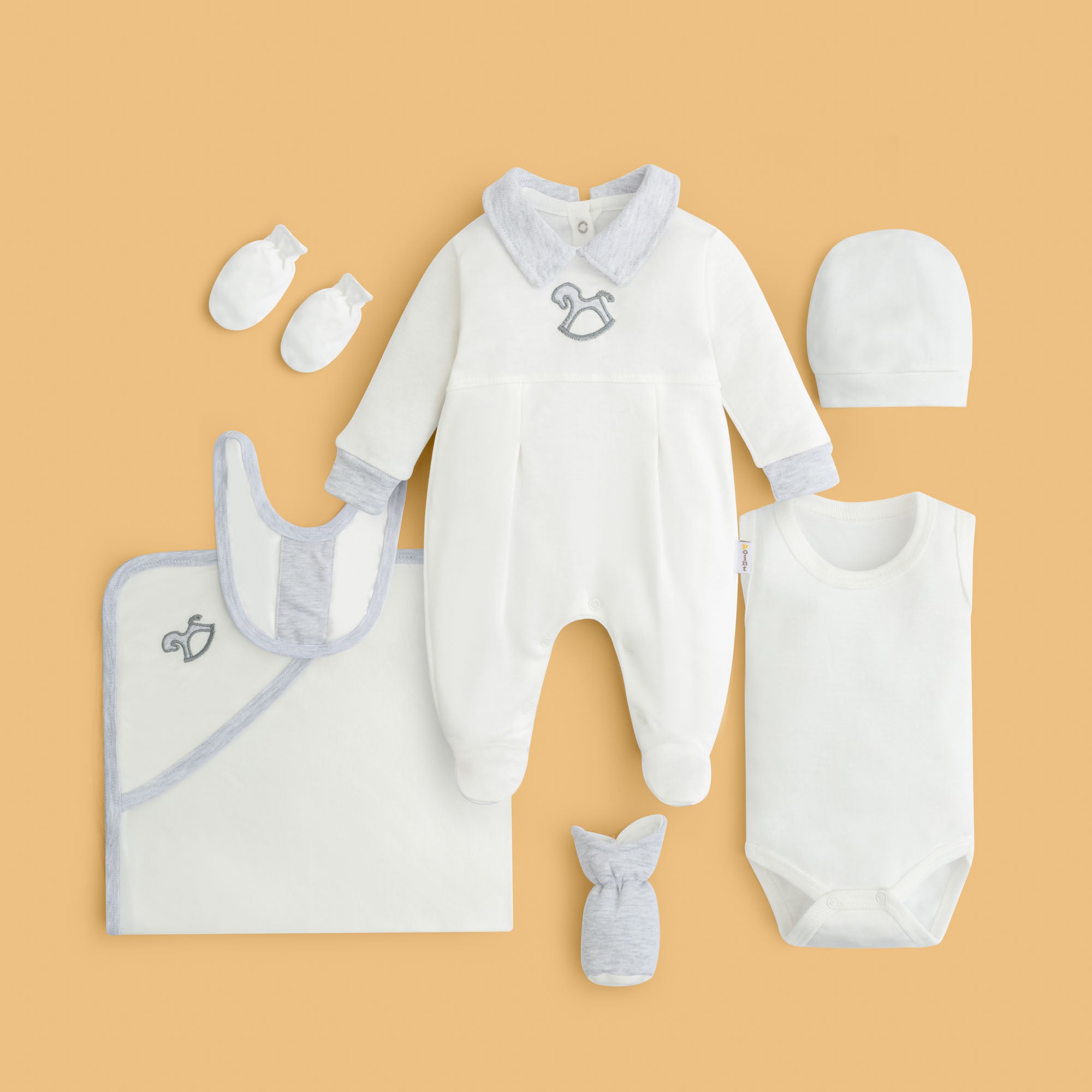 Grey Trim Romper Set