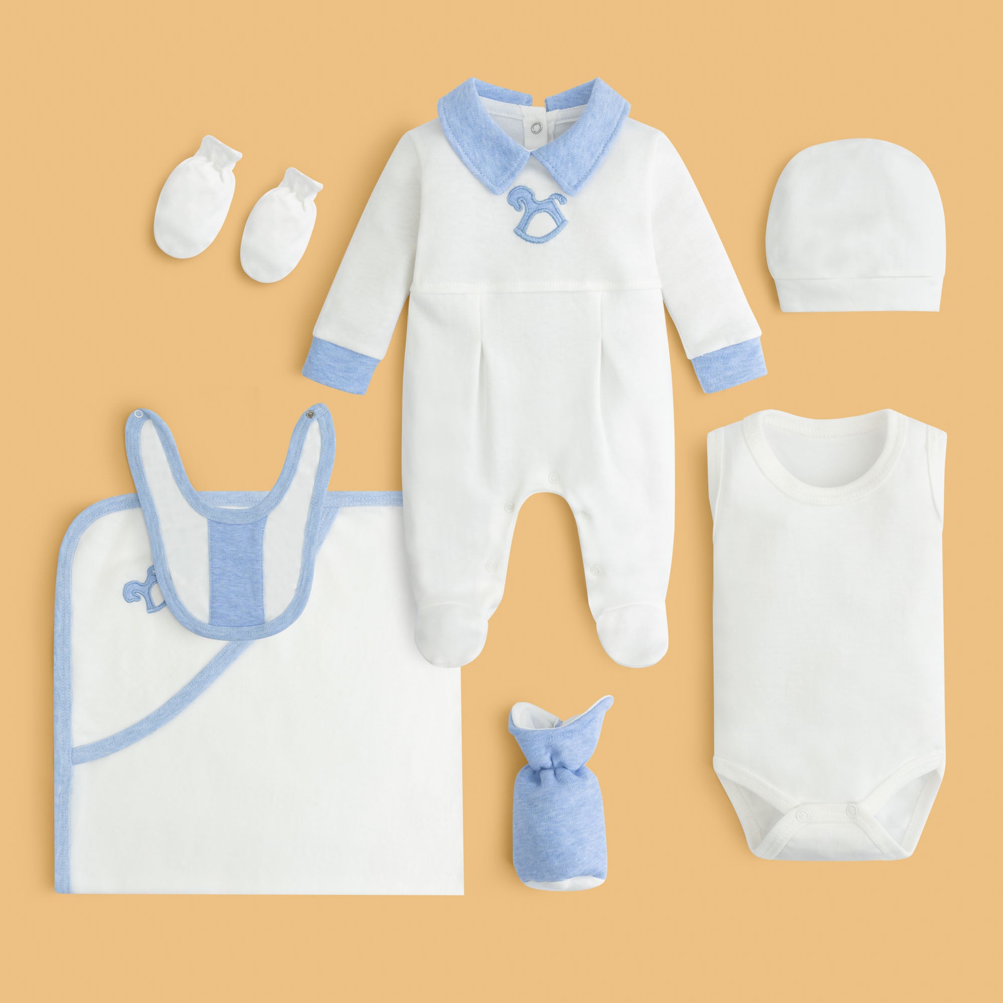 Blue Trim Baby Set
