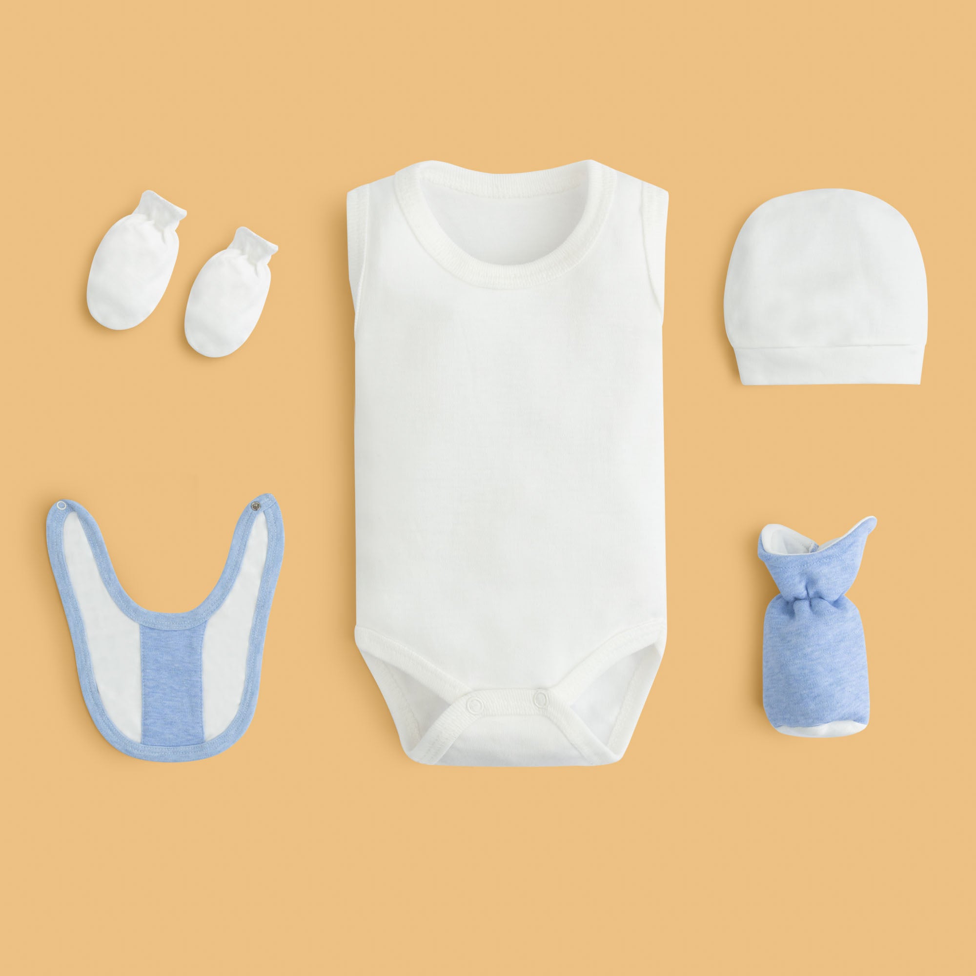 Blue Trim Baby Set