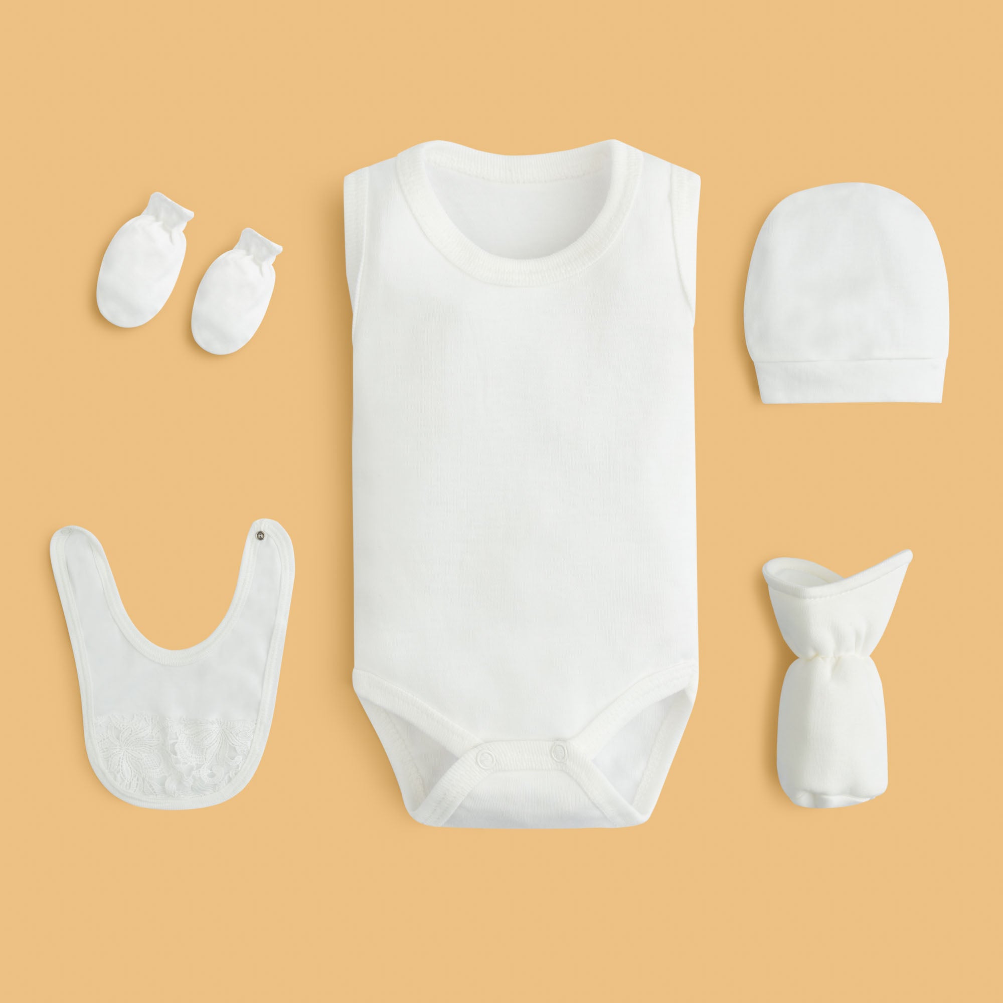 Ivory Lace & Knit Baby Set