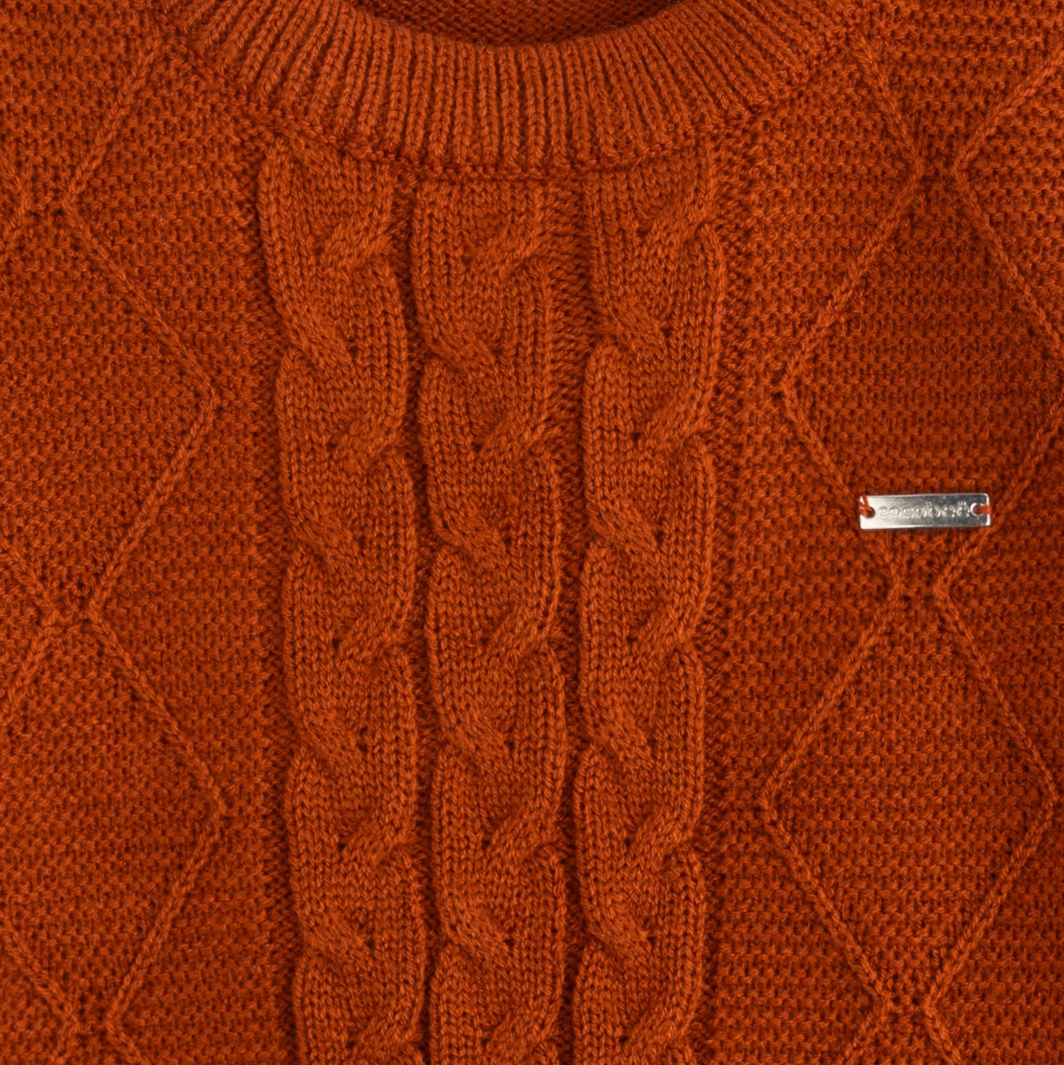 Burnt Rust Cable-Knit Sweater