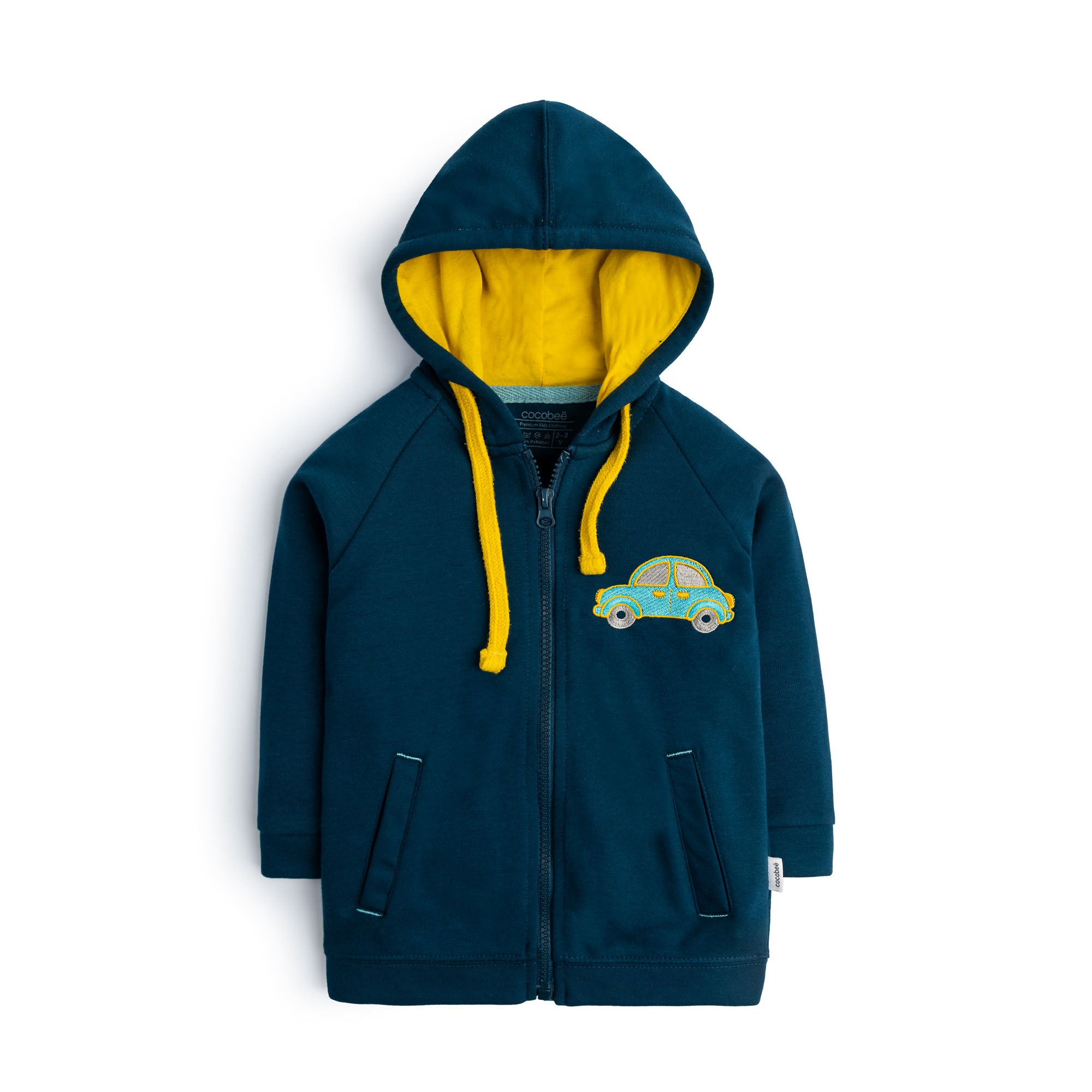 Navy Blue Hooded Outerwear
