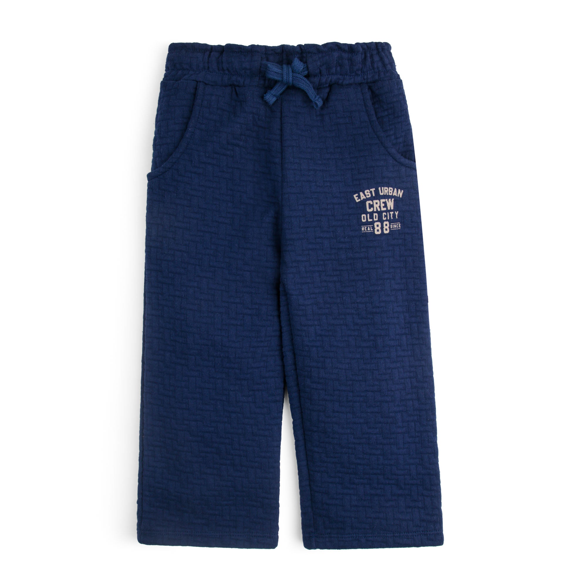 Blue Quilted Grid Trouser