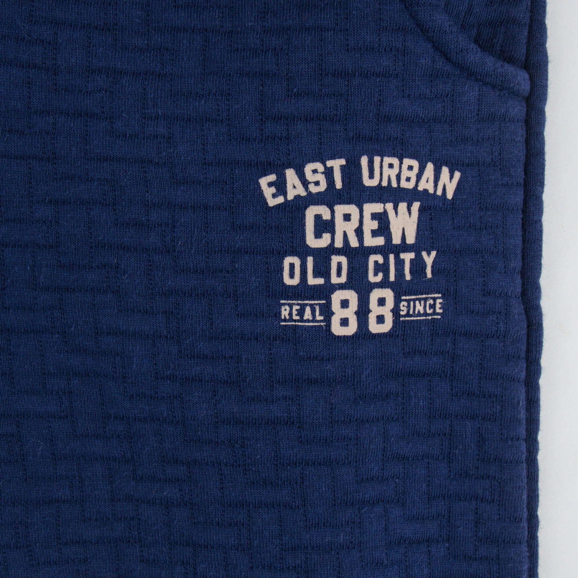 Blue Quilted Grid Trouser