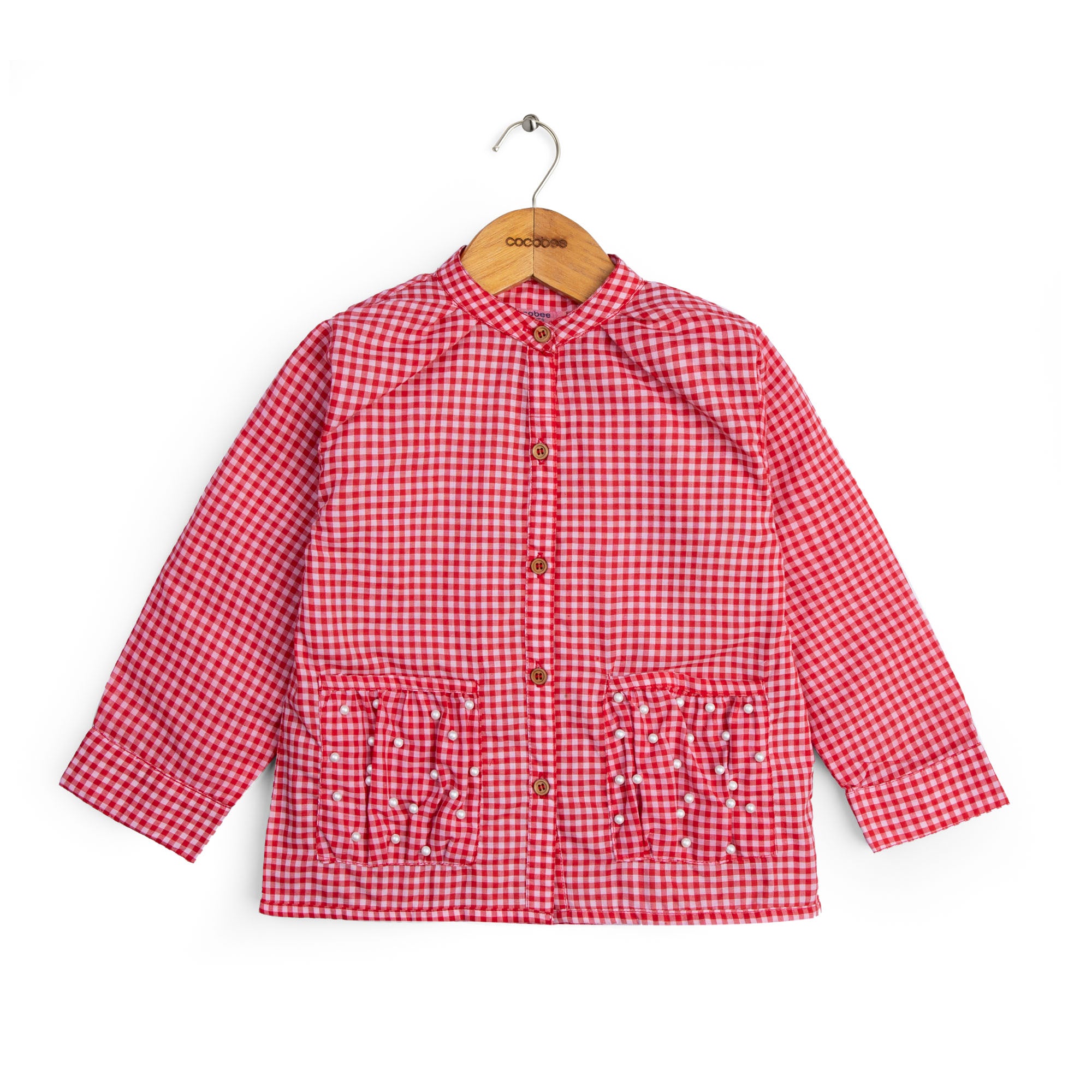 Red Checkered Top with Embellishment