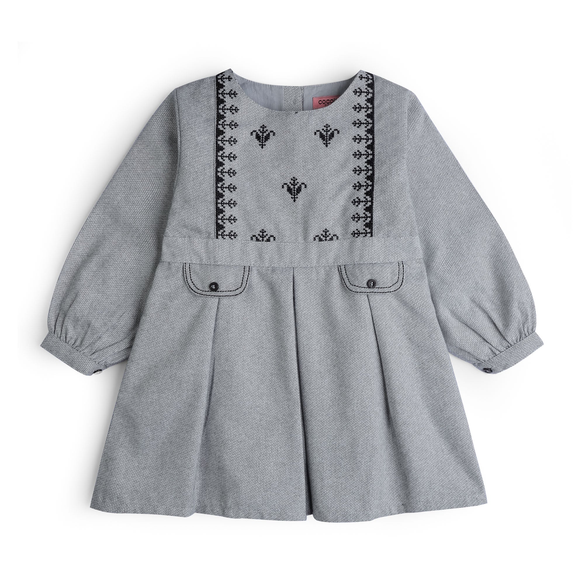 Flaring Grey Embroidered Tunic