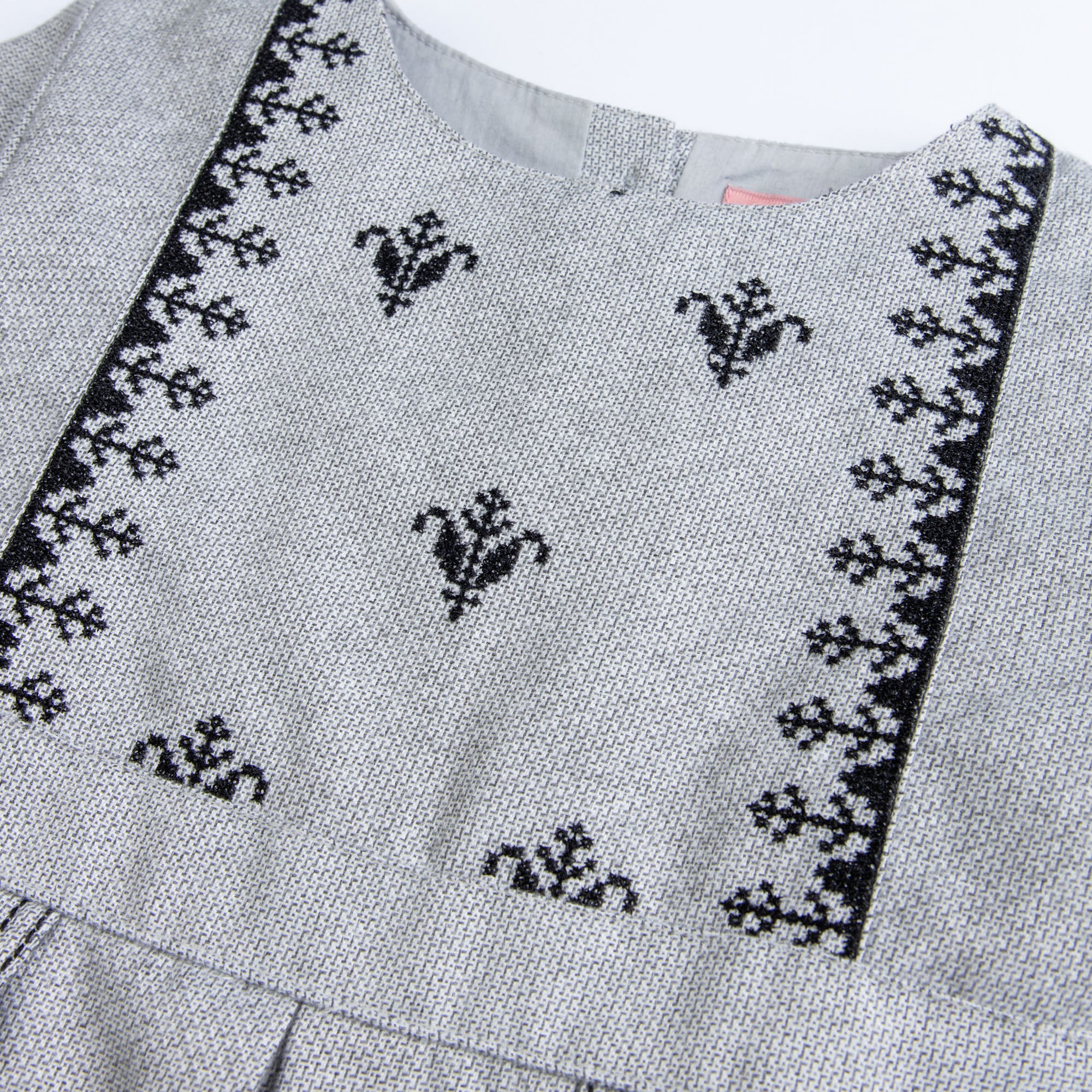 Flaring Grey Embroidered Tunic