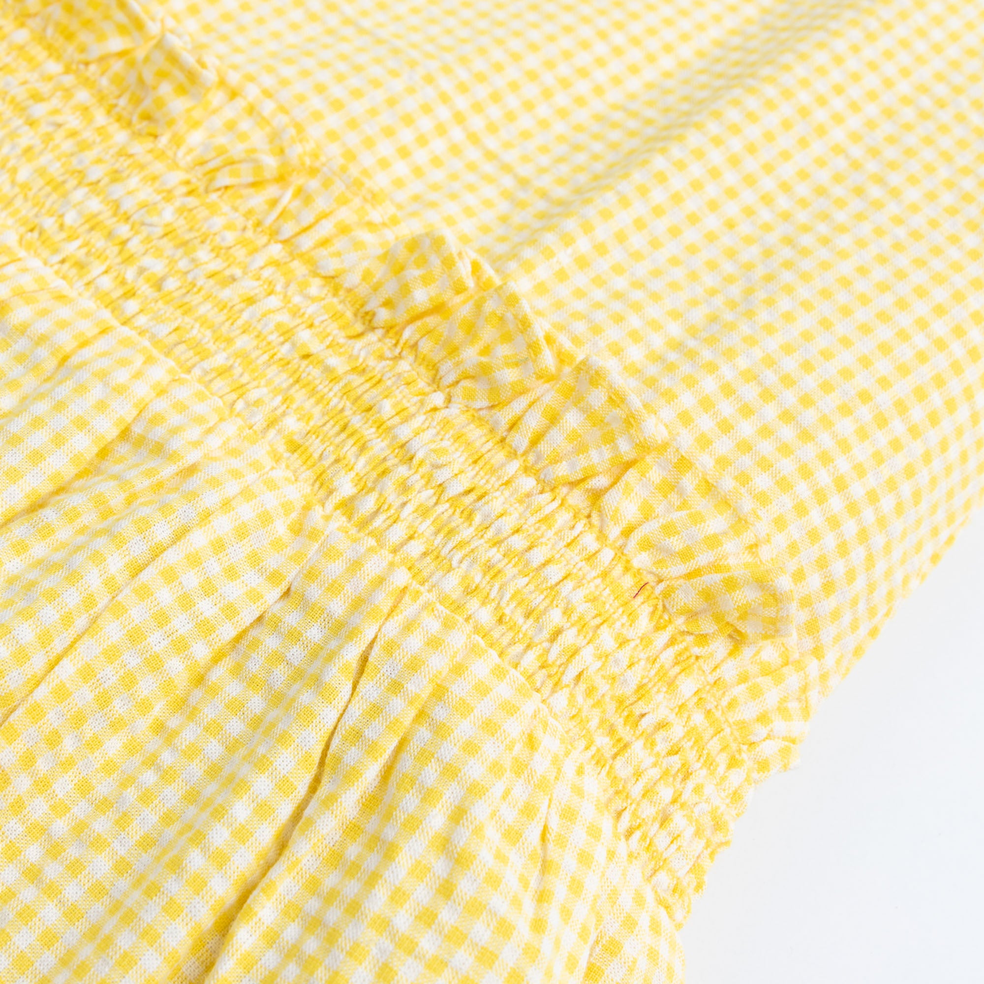 Yellow Check Embroidered Top