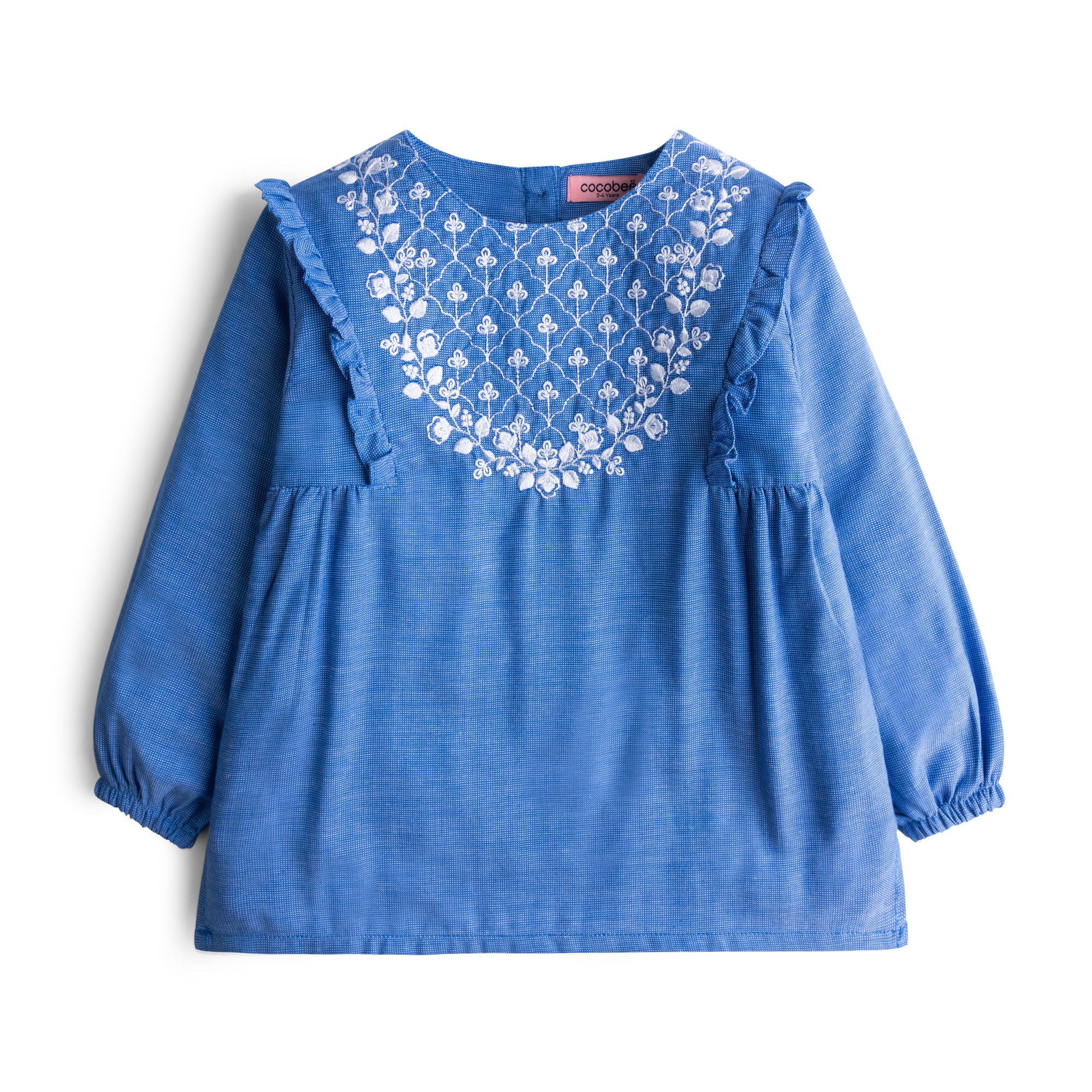 Chambray Blue Embroidered Top