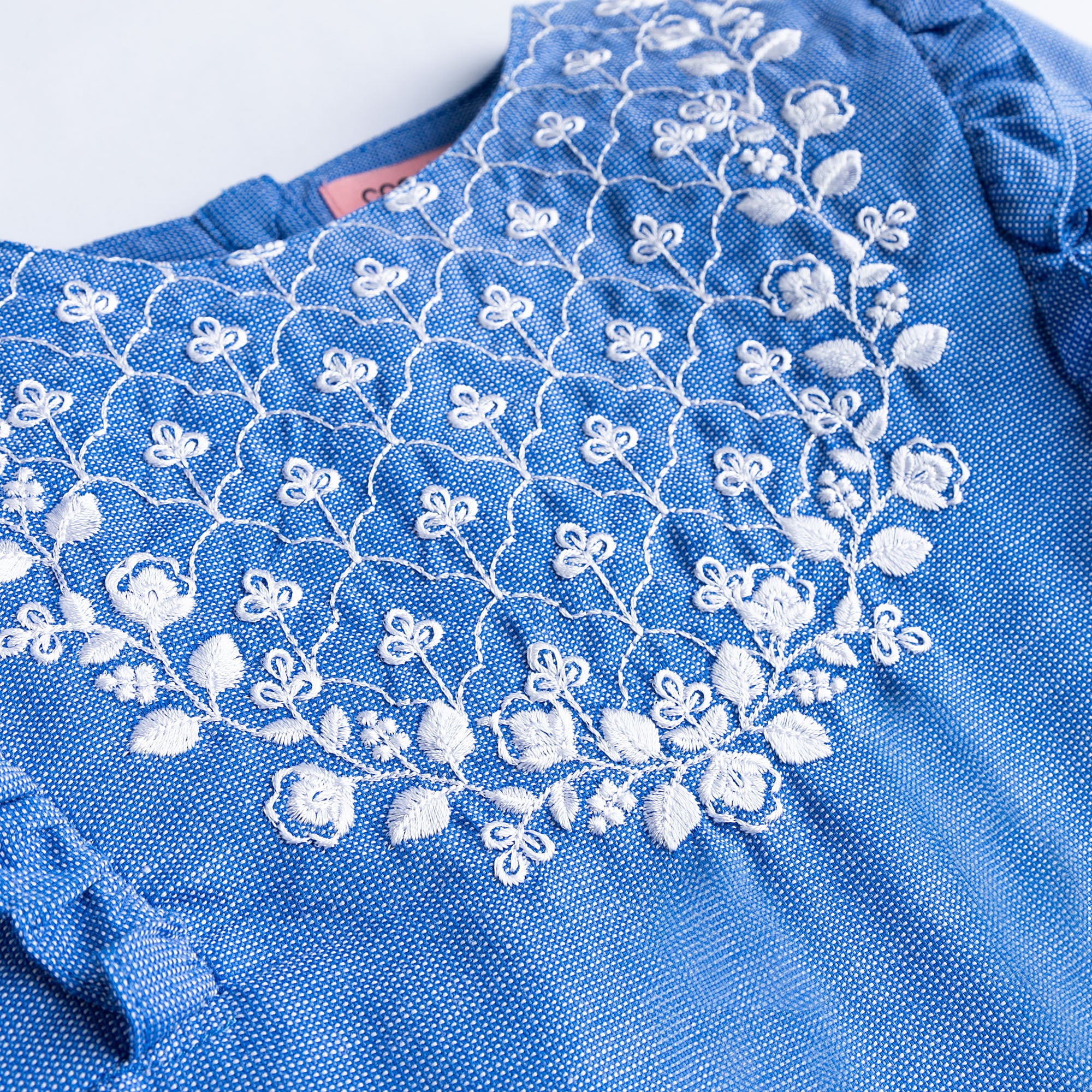 Chambray Blue Embroidered Top