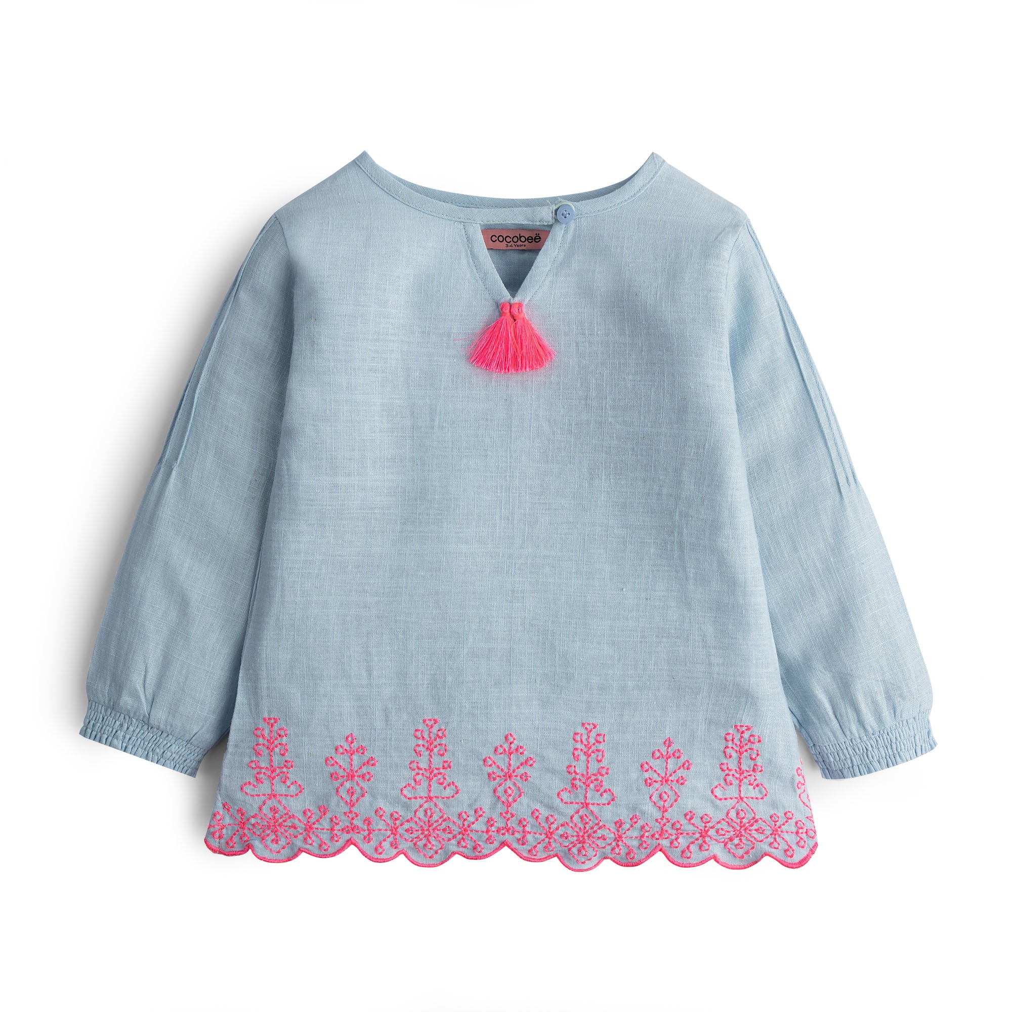 Bluish Grey Embroidered Top