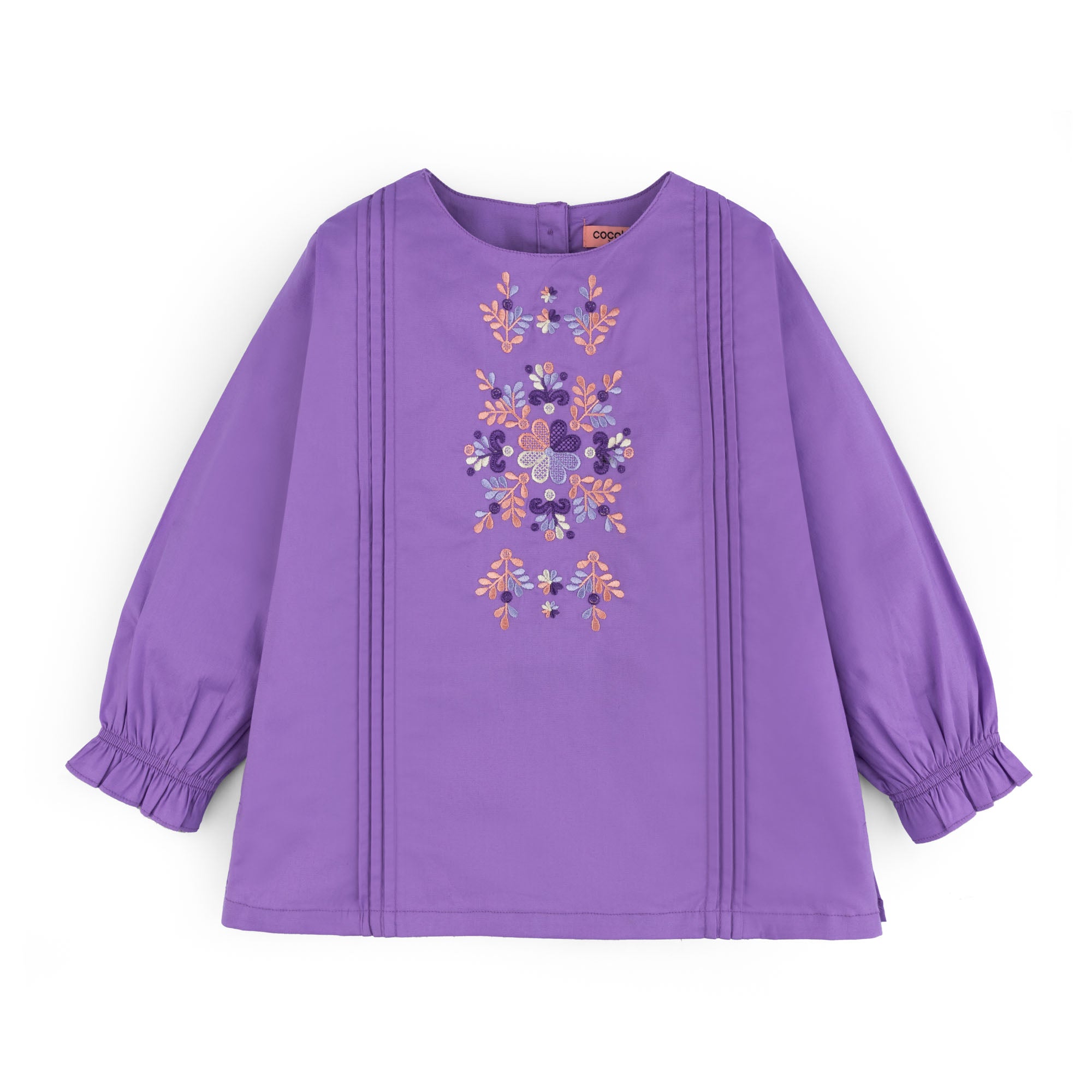 Purple Pleat Embroidered Top