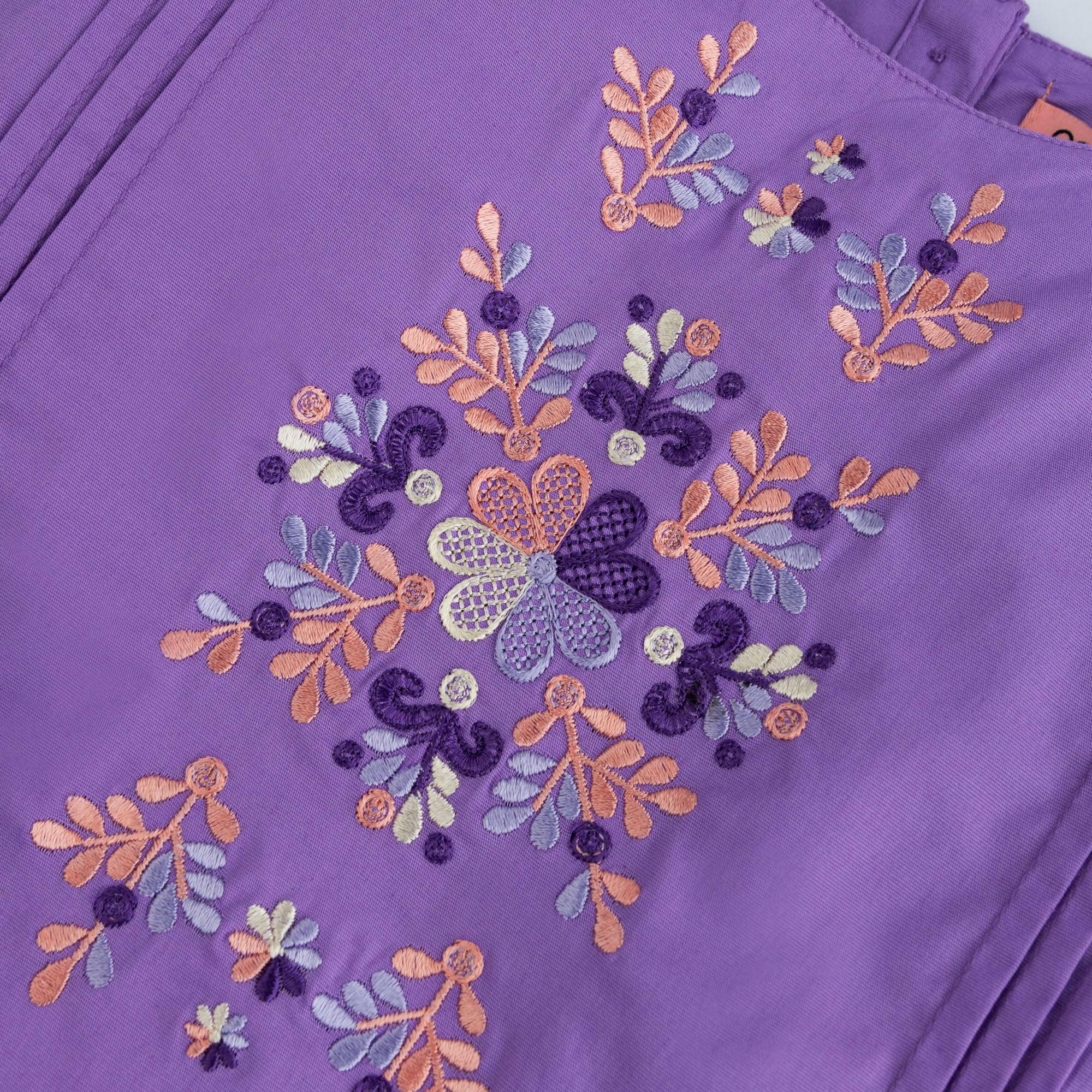 Purple Pleat Embroidered Top