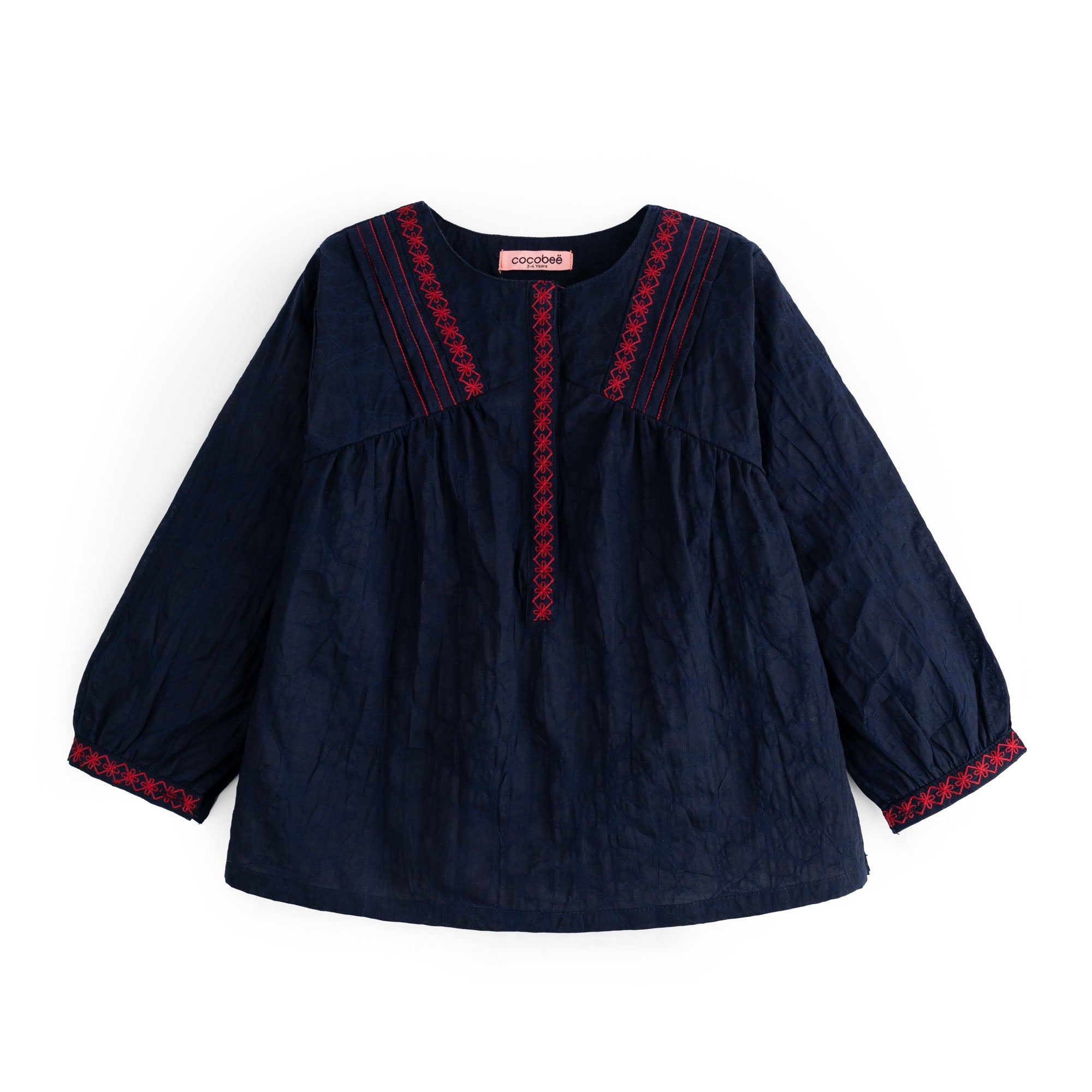 Navy Rouge Pleated Top