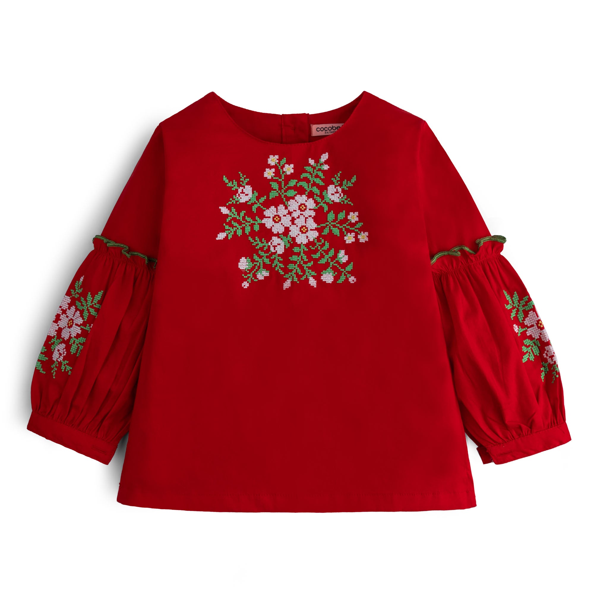 Floral Red Embroidered Top