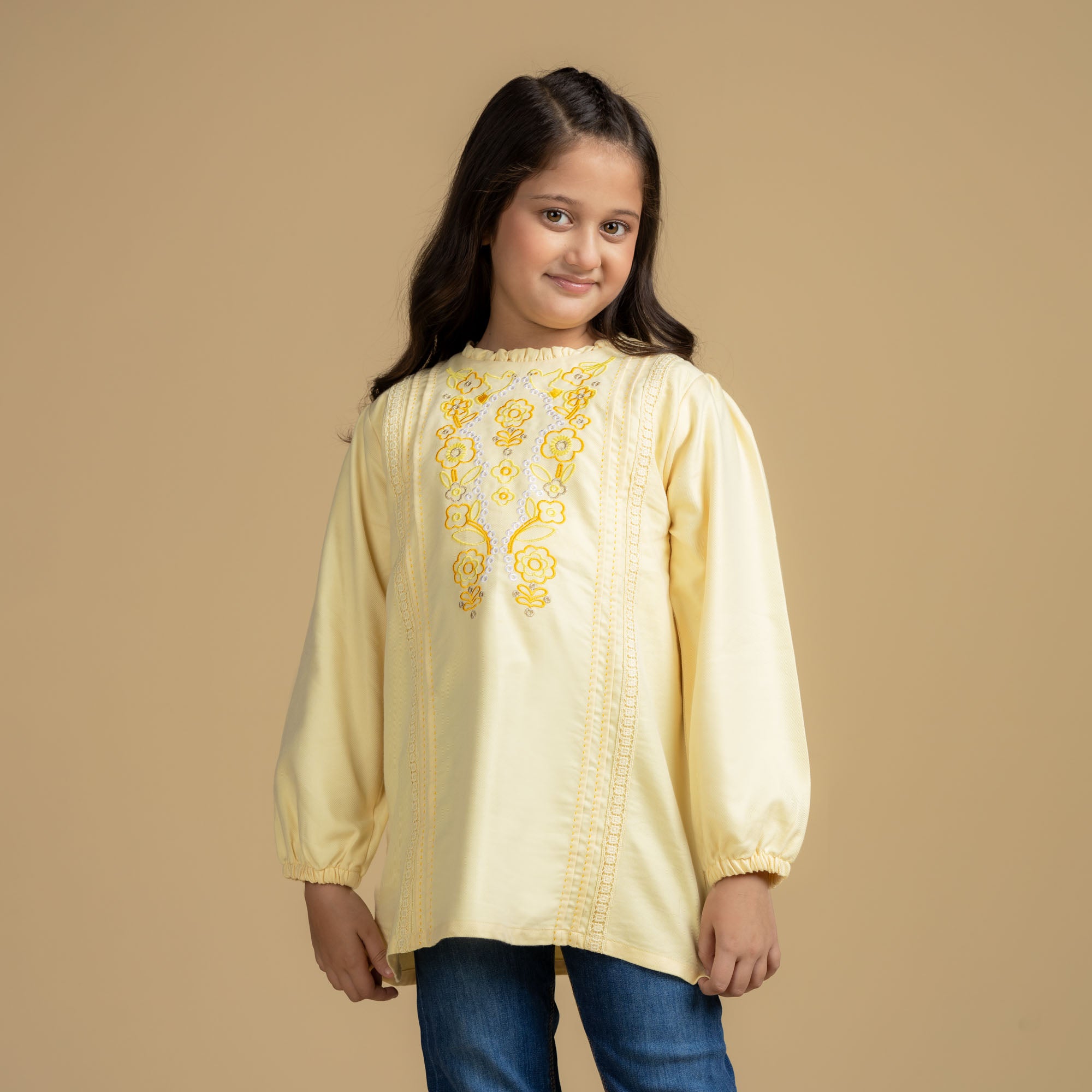 Embroidered Pale Yellow Top