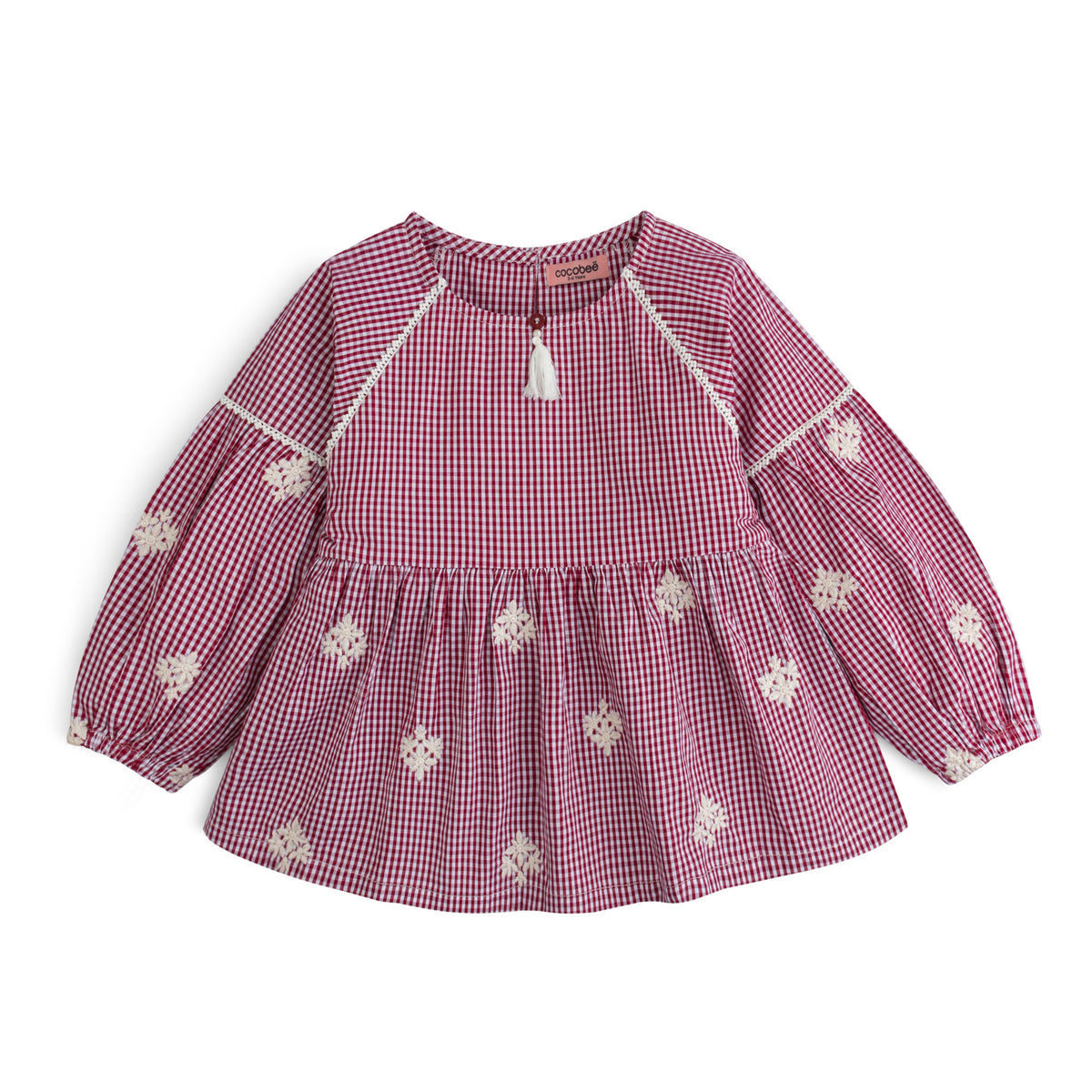 Berry Check Embroidered Top – cocobee