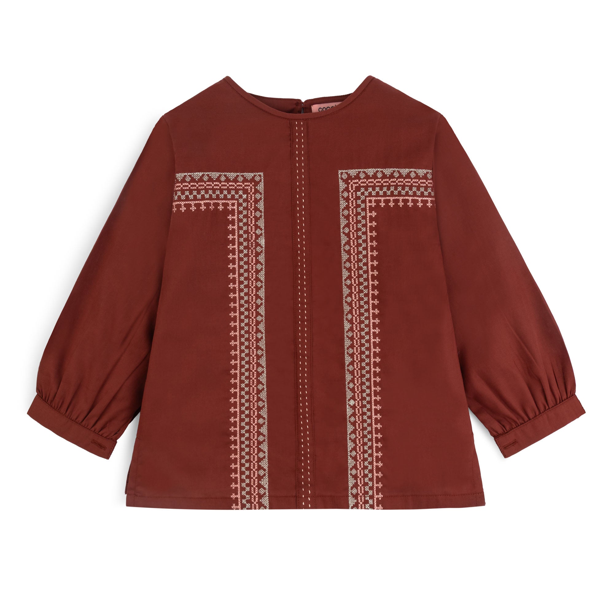 Embroidered Rust Red Tunic Top