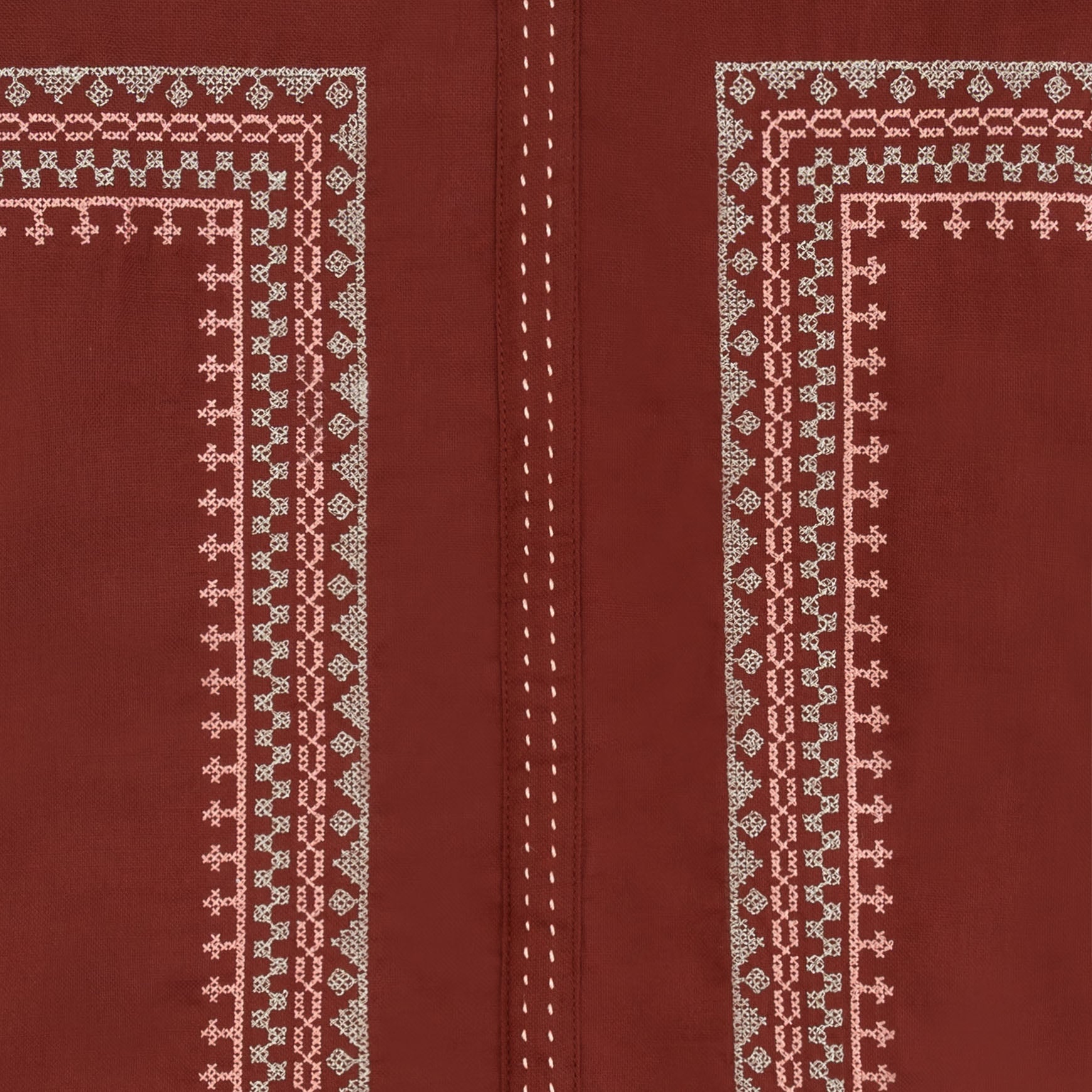 Embroidered Rust Red Tunic Top