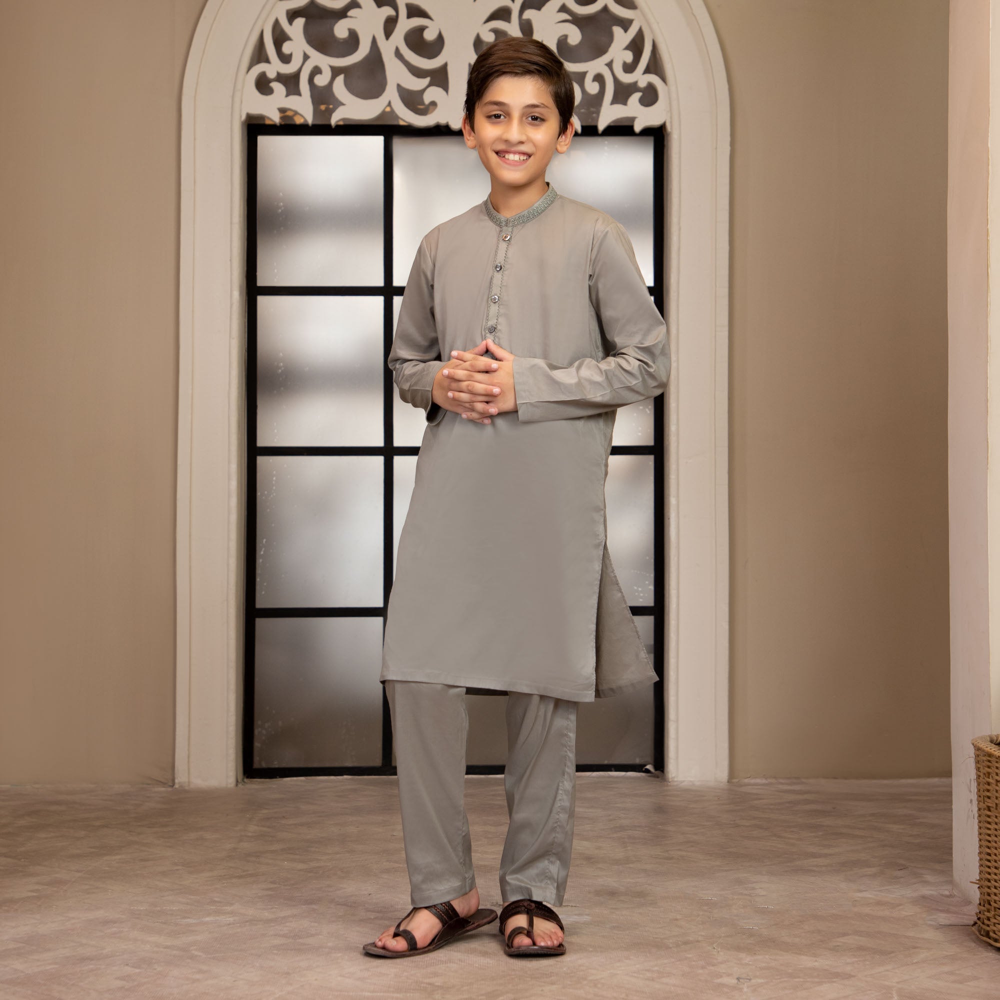 Ash Grey Embroidered Suit