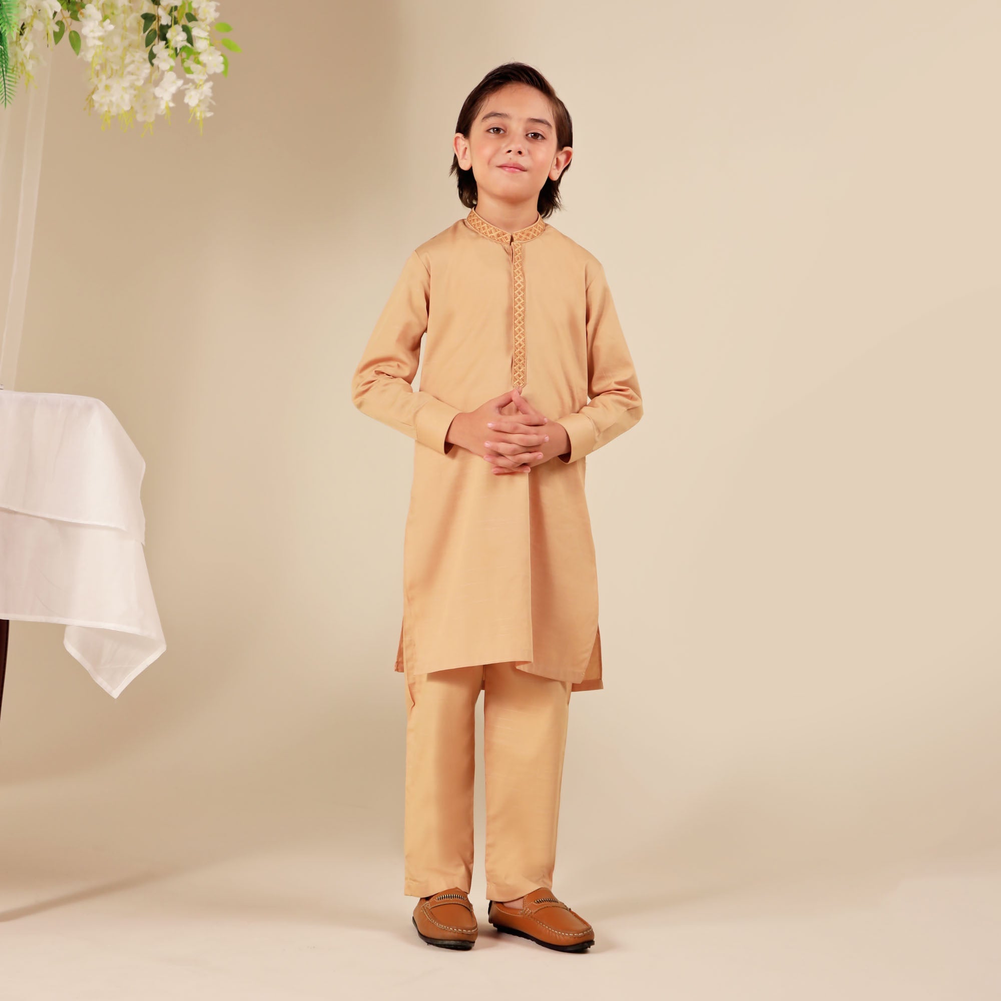 Peachy Regal Embroidered Suit