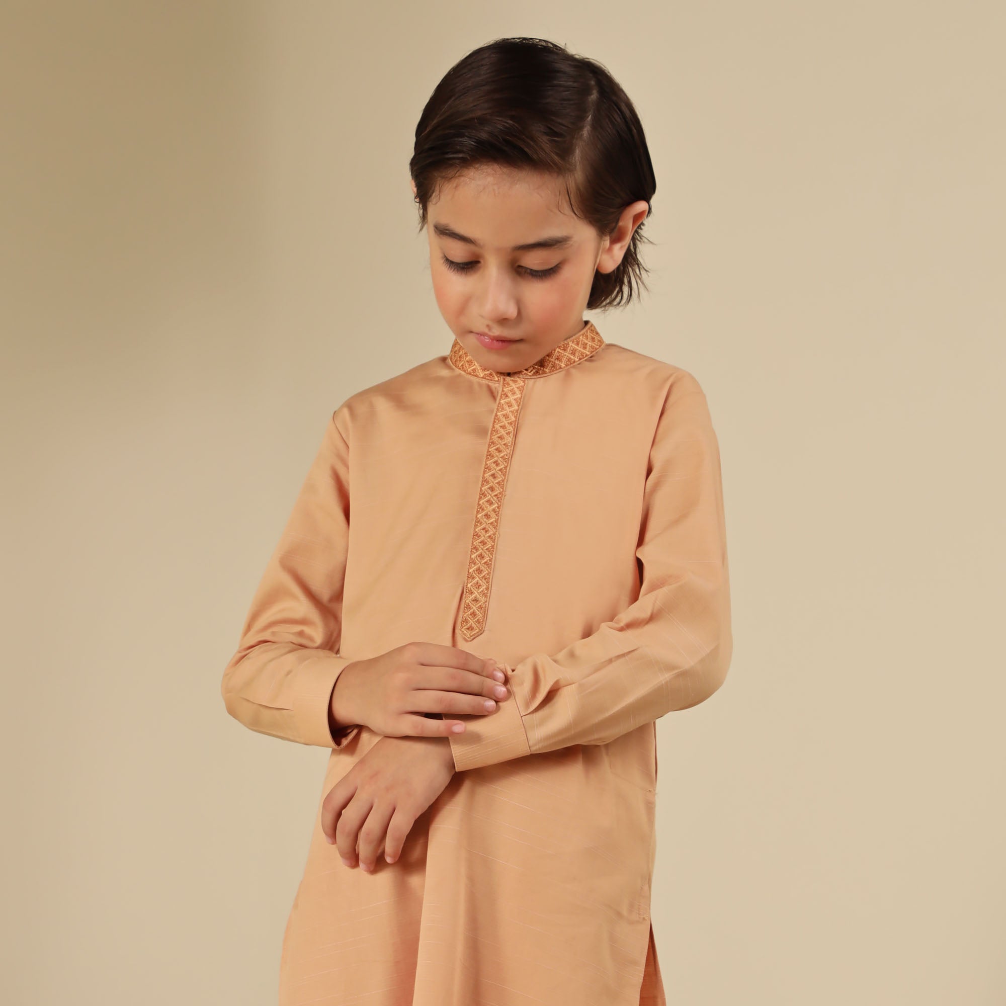 Peachy Regal Embroidered Suit