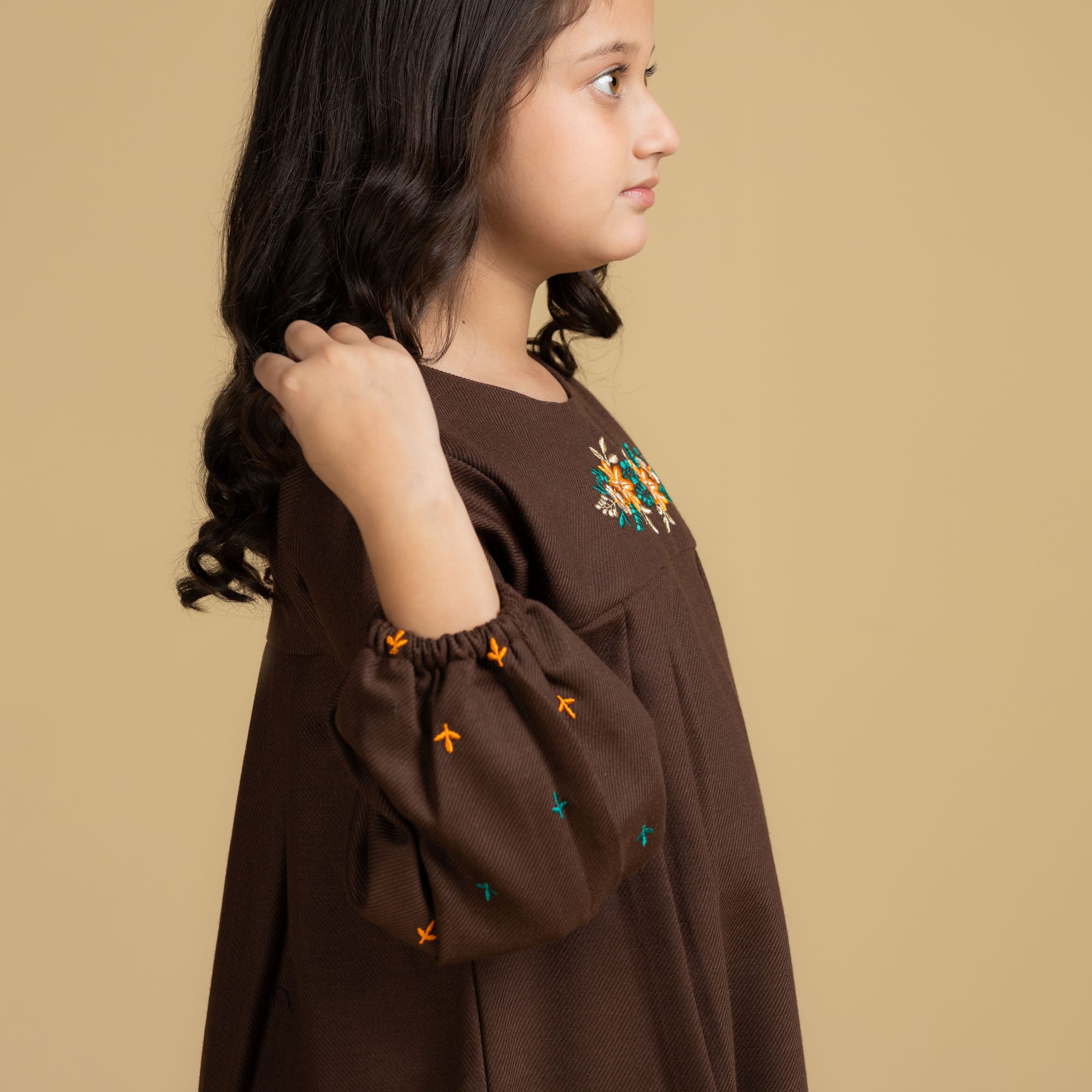 Chocolaty Brown Pleated Top