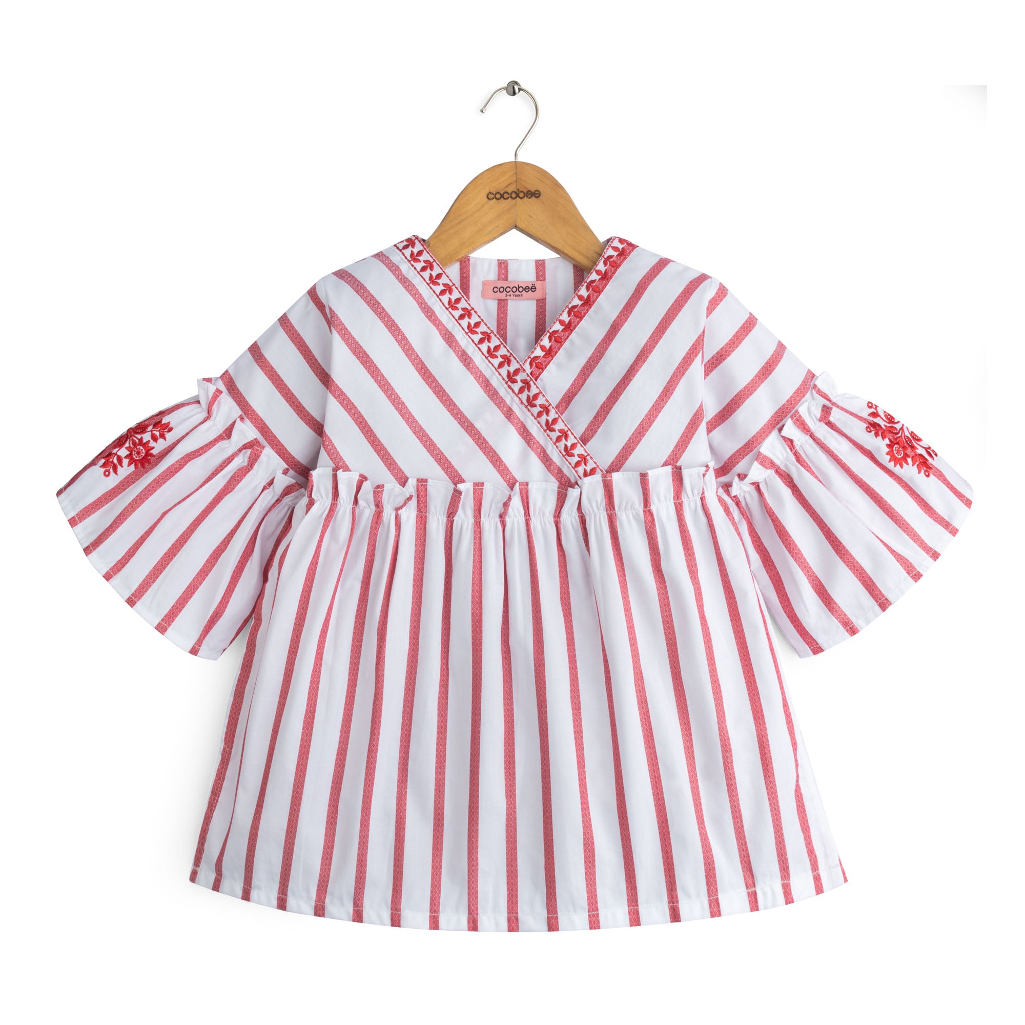 Berry Stripe Embroidered Top